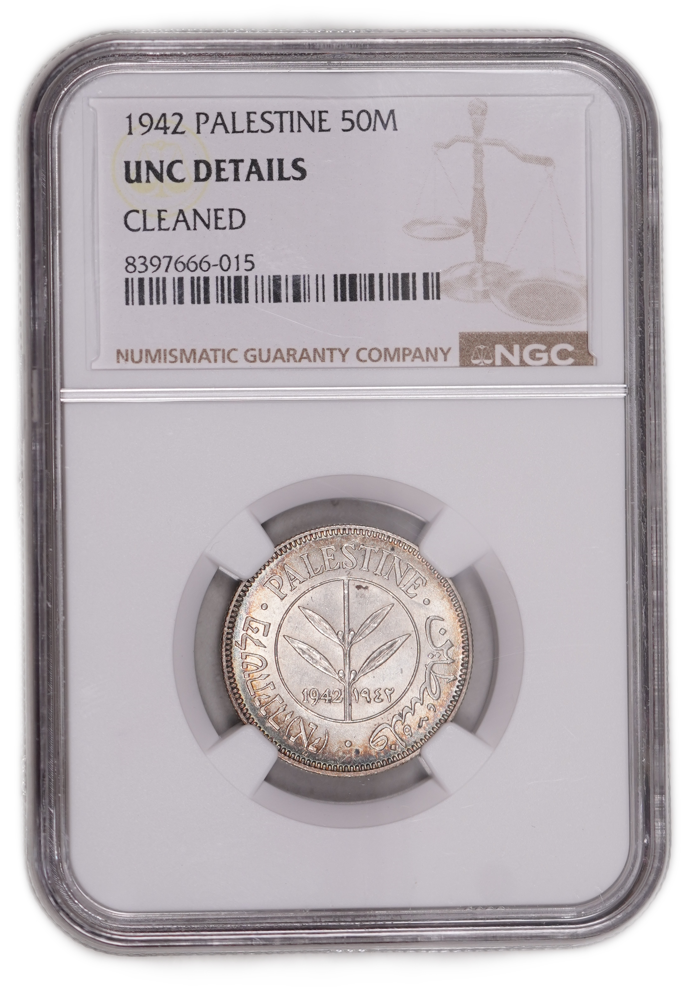 Palestine – 50 Mils 1942 - KM# 6 - NGC UNC Details - 1 2