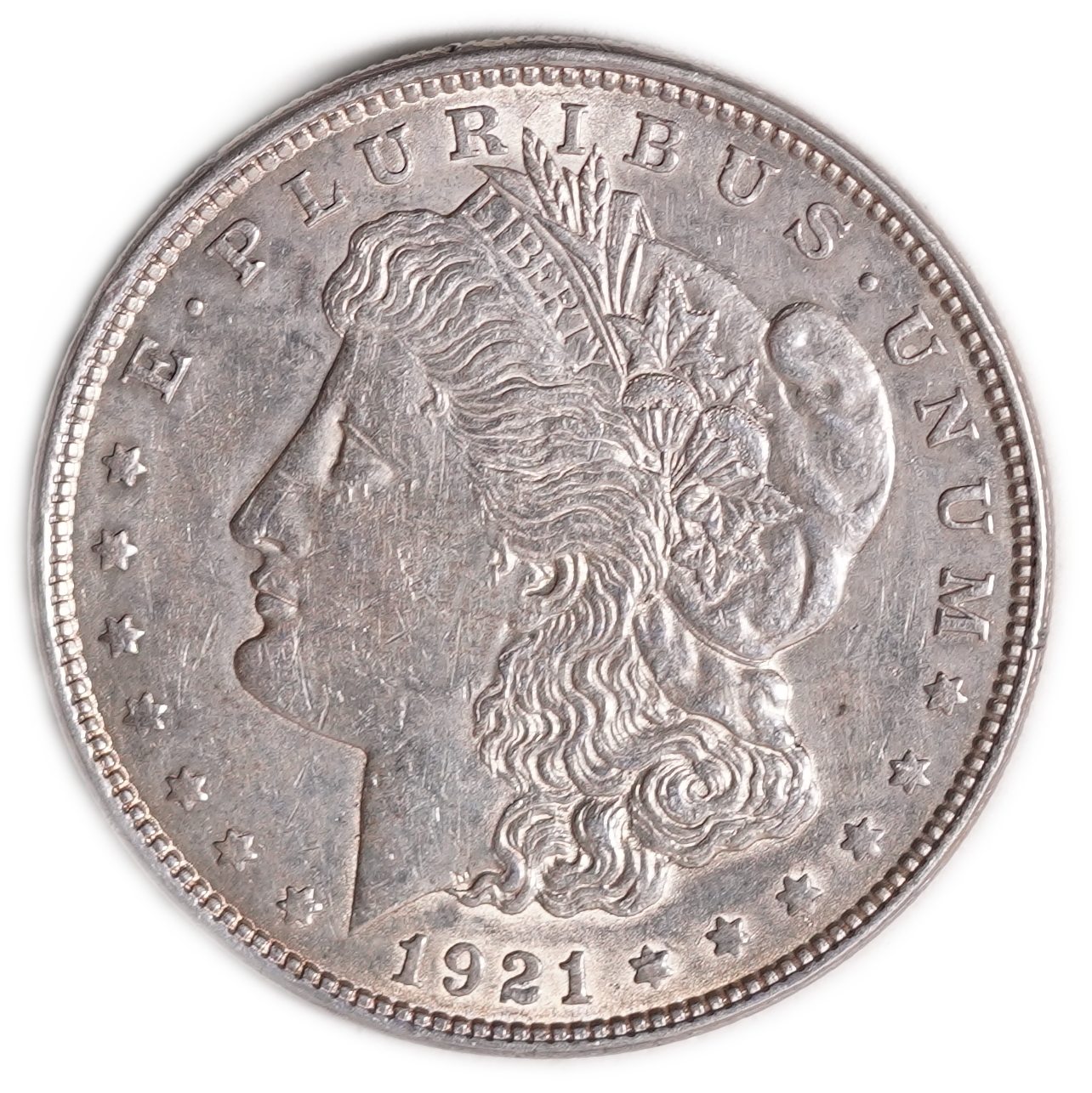 USA - 1 Morgan Dollar 1921 - Extra Fine - About Uncirculated - 900 silver, 26.73g (net 24.05g, 0.77 oz), 38.1 mm. - 1 0