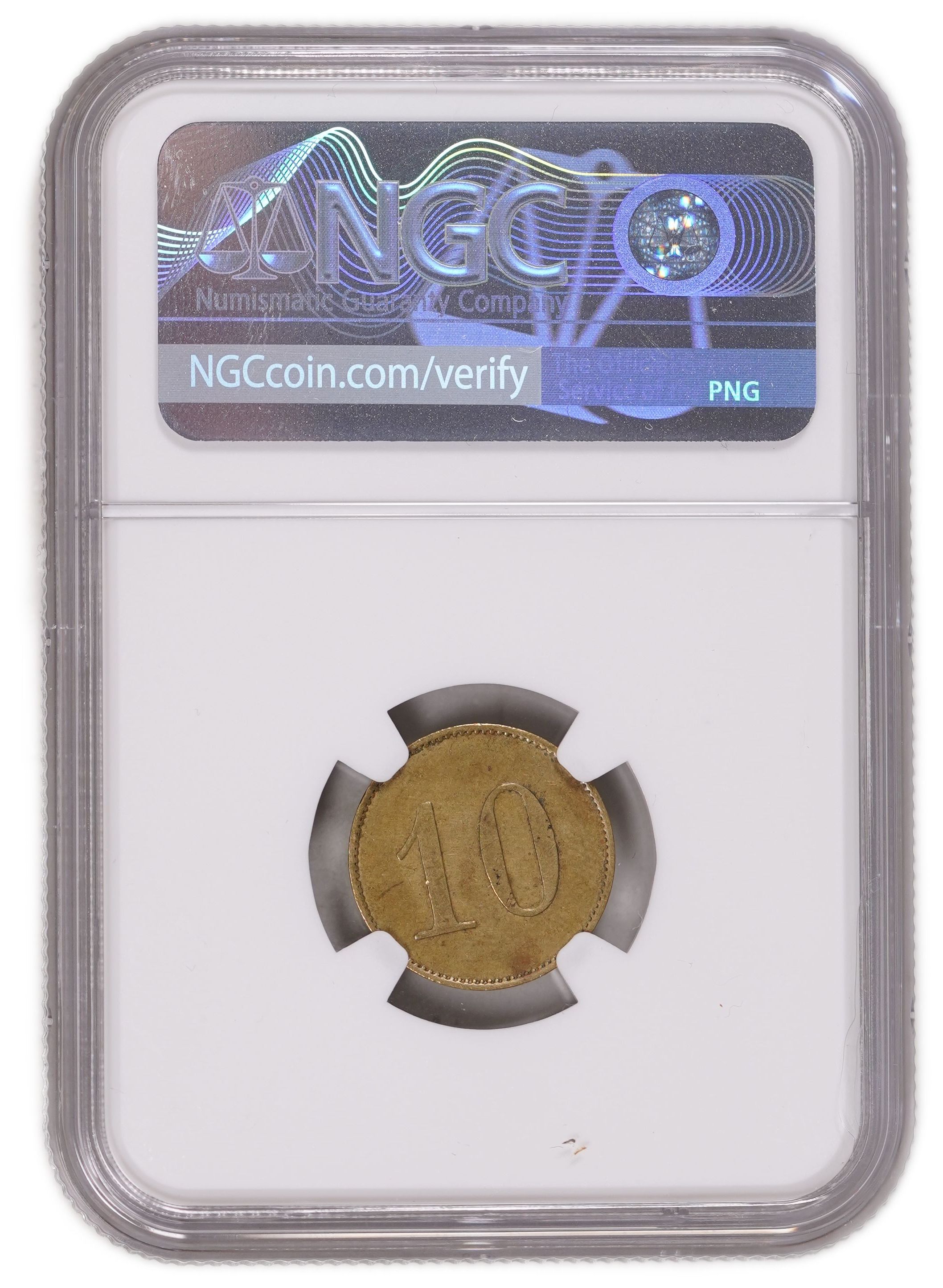 Palestine - Templar Colonies Token - 10 Para 1880-1917 - First Series - NGC AU Details - Haffner CC-13A - 1 3