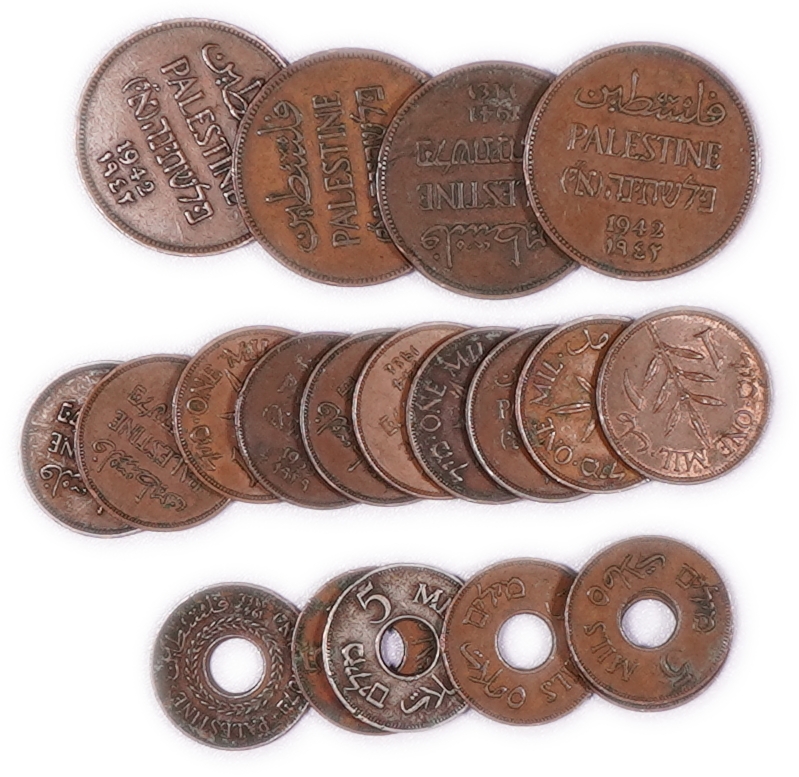 Palestine – Lot of 20 mandate coins – 1, 2 and 5 Mils, Diffrent years – F-VF - 1 0
