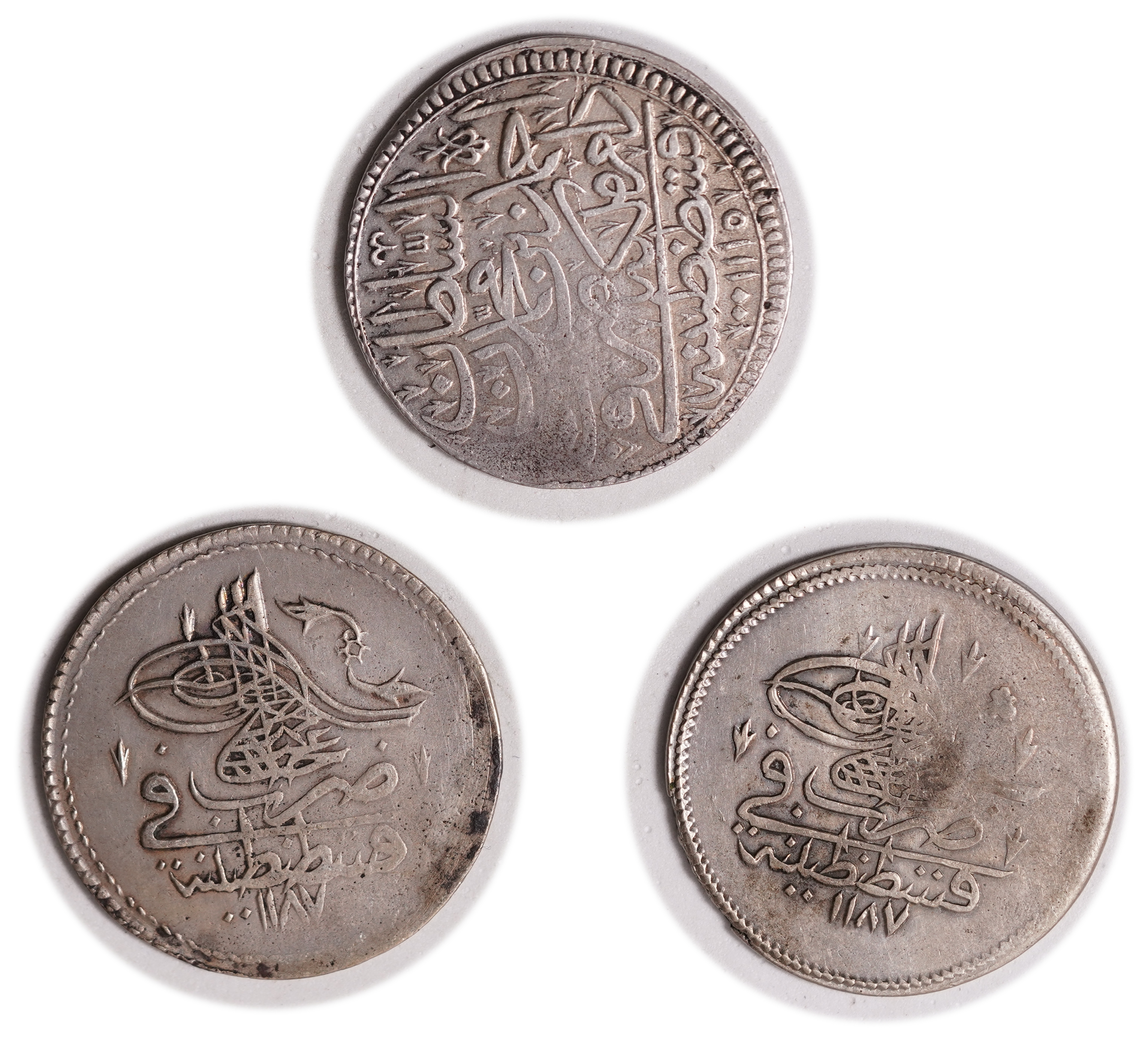 Ottoman Empire / Turkey - Lot of 3 Zolota Coins - Silver, 55.6g (25.9g net) - 1 1