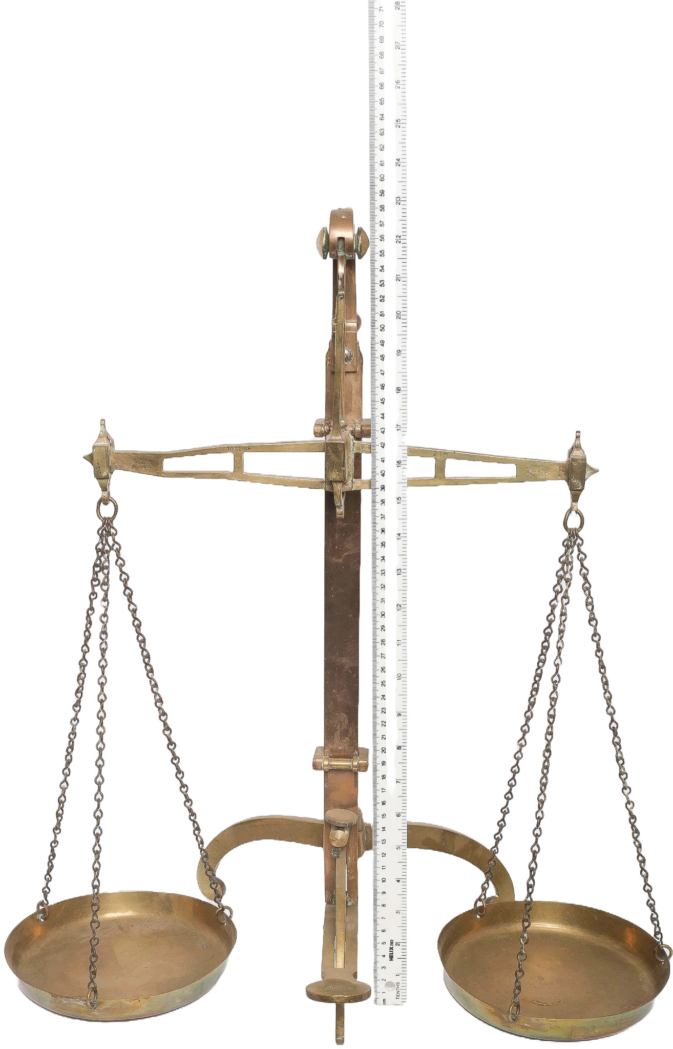 Set of Avery Brass Scales. Approx 58cm high. - 1 1