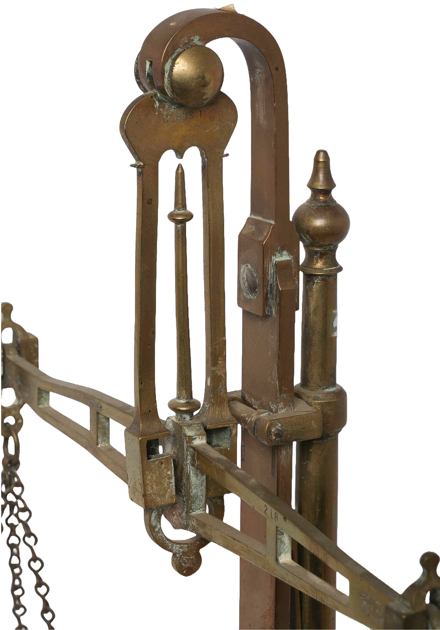 Set of Avery Brass Scales. Approx 58cm high. - 1 2