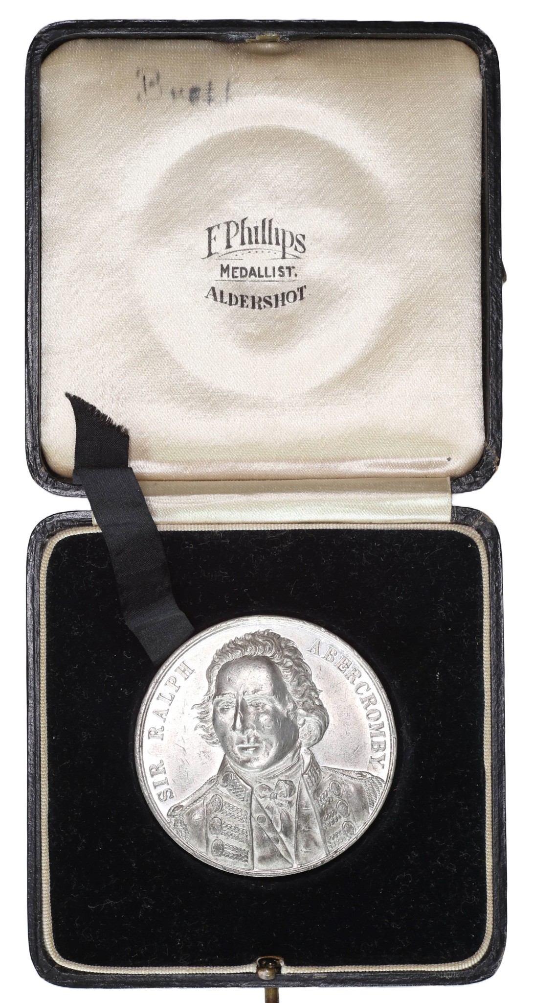 White Metal (Tin?) Medal Commemorating the Centenary of the Conquest of Trinidad by the British in 1797. Uniformed ...