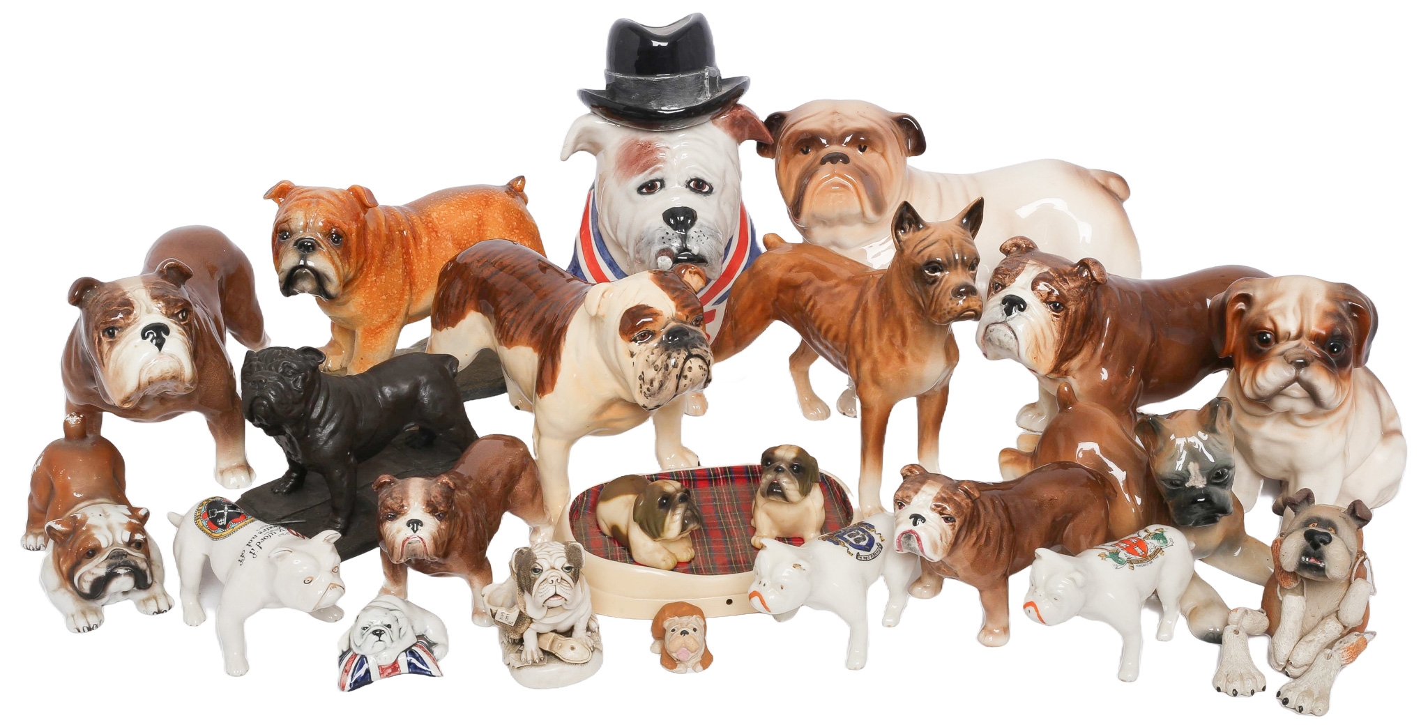Large Collection of Bulldog and Other Dog Ornaments. Includes Beswick, Sylvac, a model of Bill Sykes dog etc.
