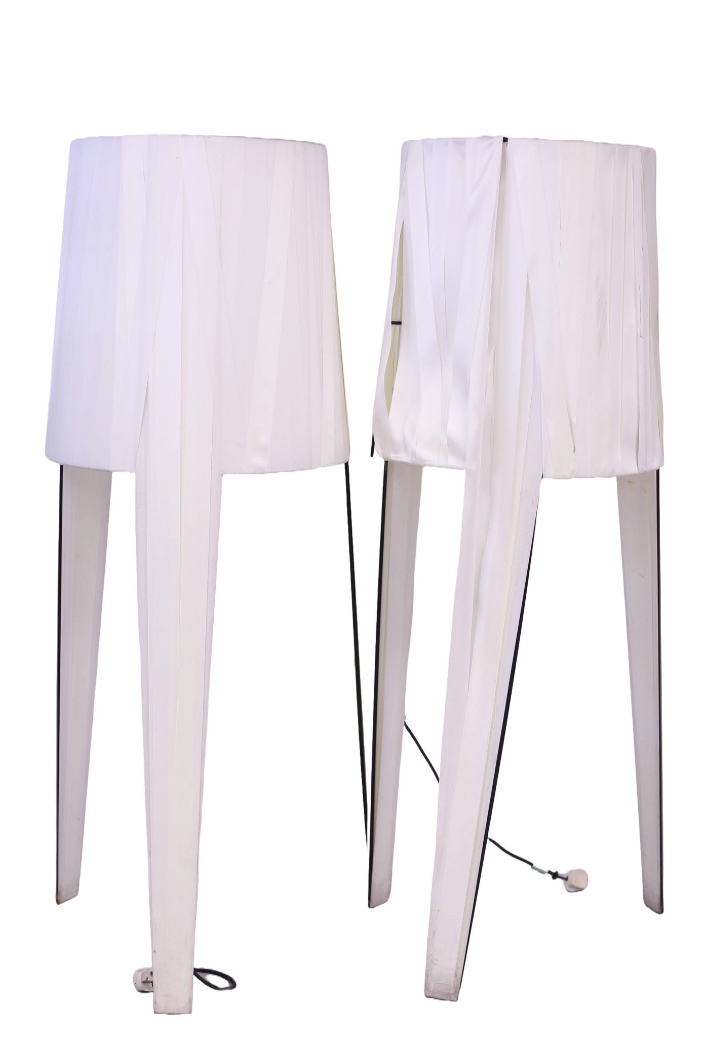 2 x Large 1960s-Style Floor Lamps. One requires repair to frame. Approx 162cm high by 60cm diameter at the base of ...