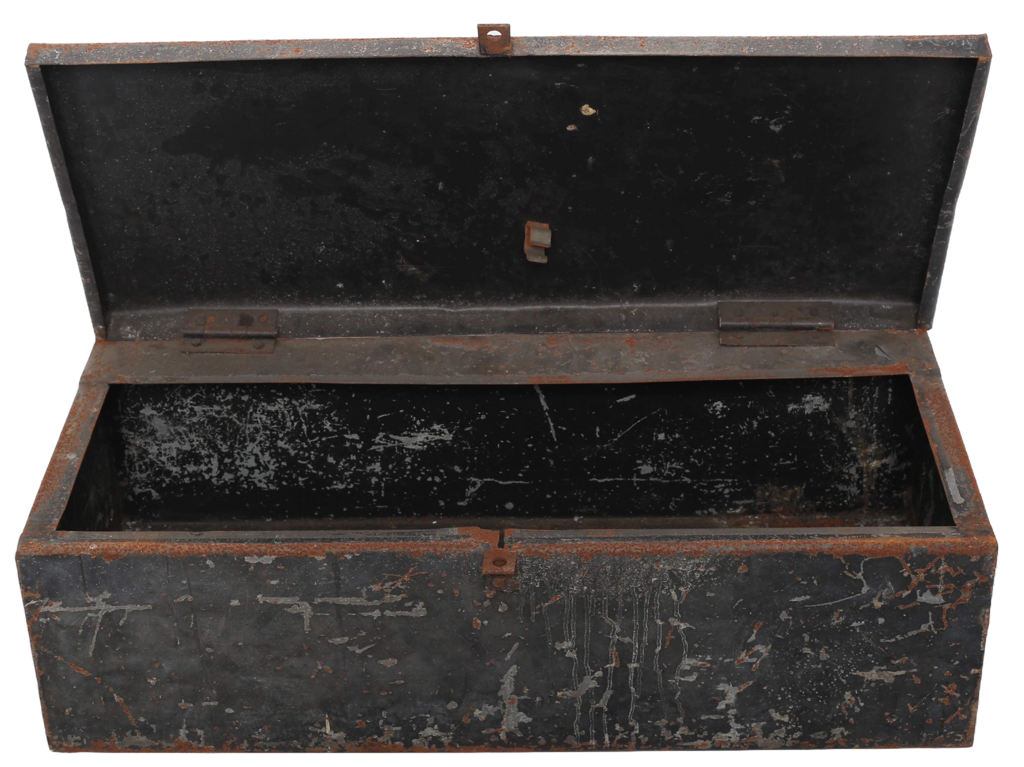 Metal Safebox. Approx 76cm wide by 24cm high and 34cm deep. Collection only. - 1 1
