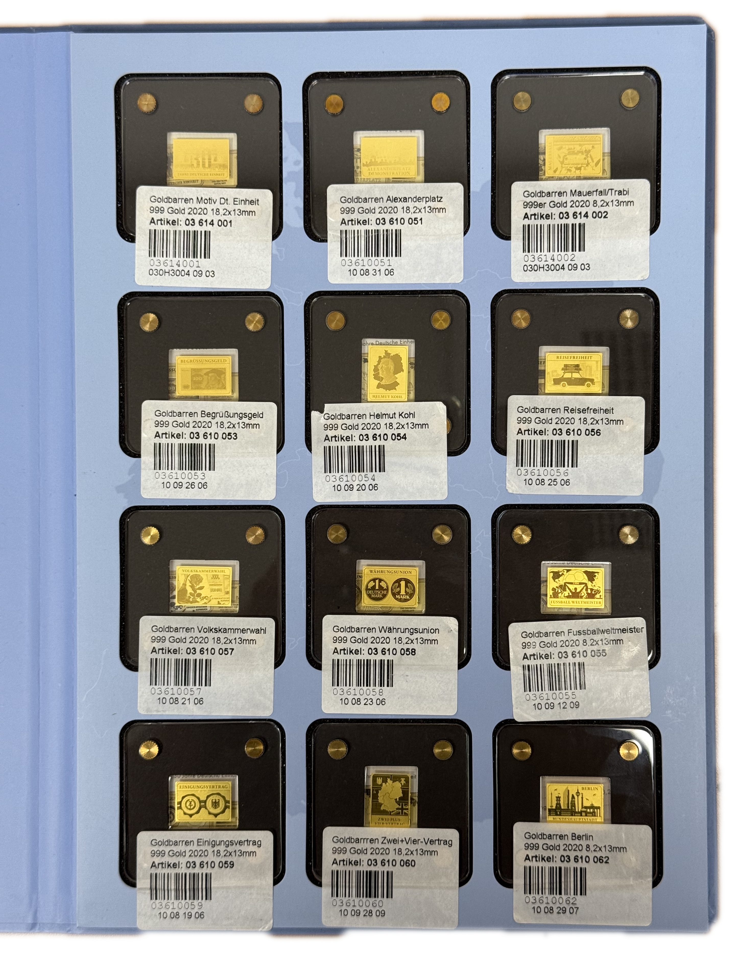 Germany - 30 Years of German Unity - Set of 12 Gold Bars - .999 Gold, Approx. 0.746g (Approx. 0.745g Net Pure Gold) ... - 1 1