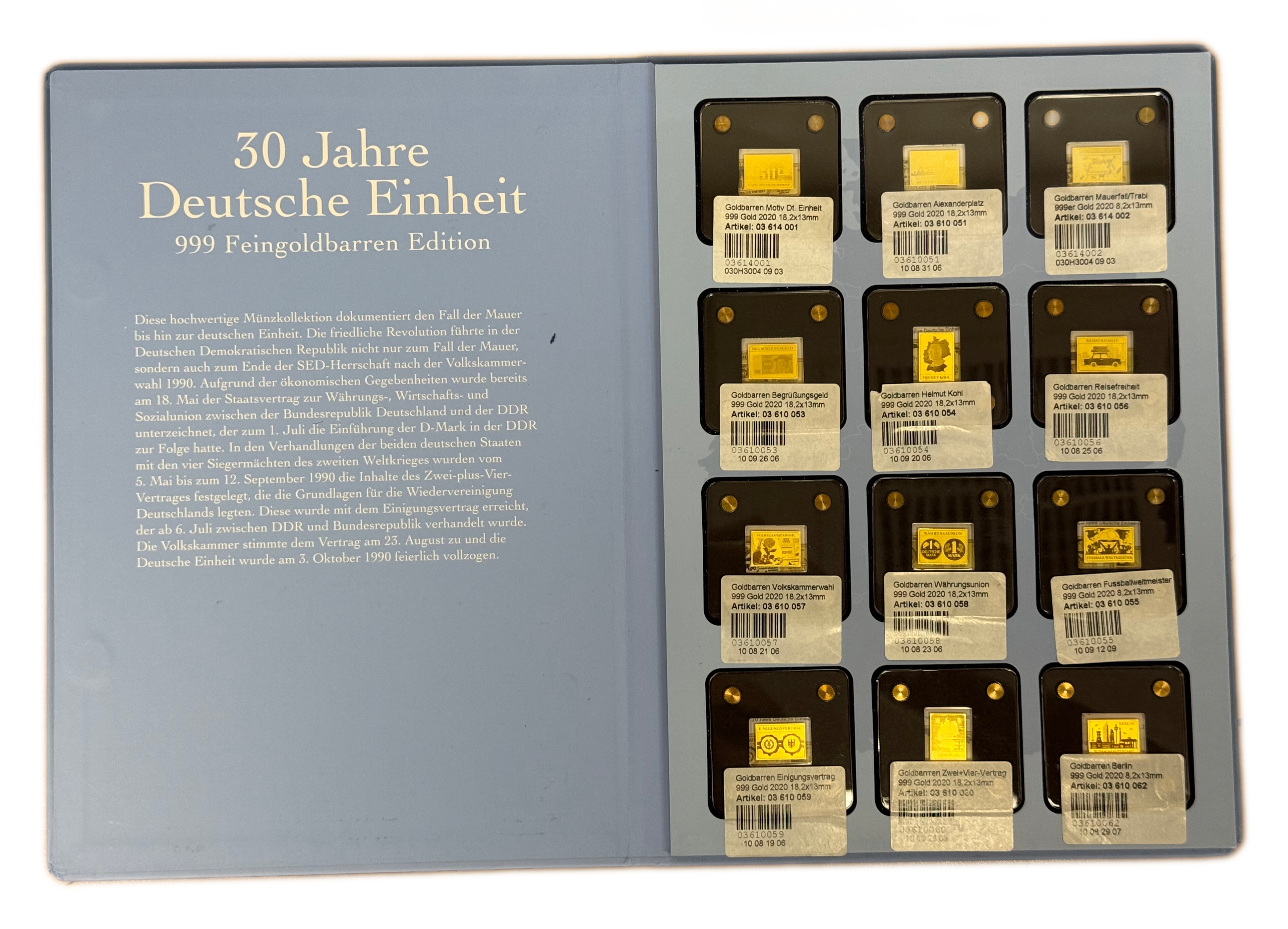 Germany - 30 Years of German Unity - Set of 12 Gold Bars - .999 Gold, Approx. 0.746g (Approx. 0.745g Net Pure Gold) ... - 1 0