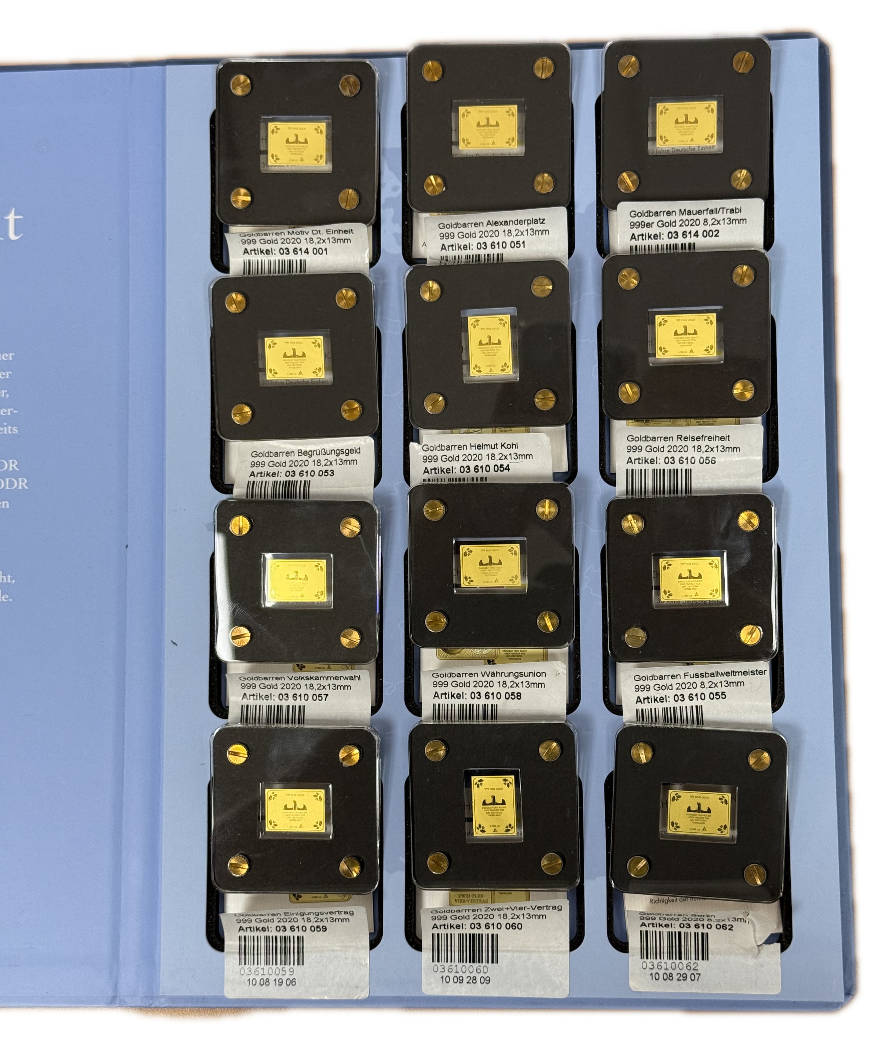 Germany - 30 Years of German Unity - Set of 12 Gold Bars - .999 Gold, Approx. 0.746g (Approx. 0.745g Net Pure Gold) ... - 1 2