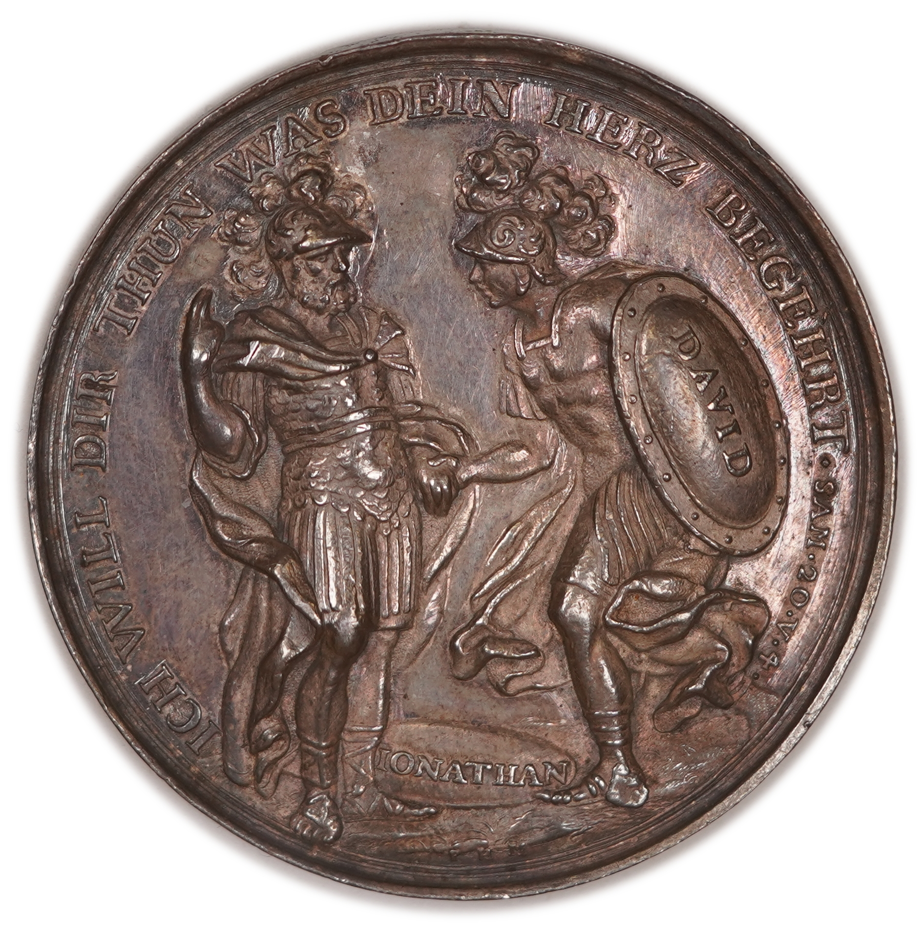 Judaica / Zionism - Germany, Biblical Medal Depicting David and Jonathan - Bronze / Copper - 1 1