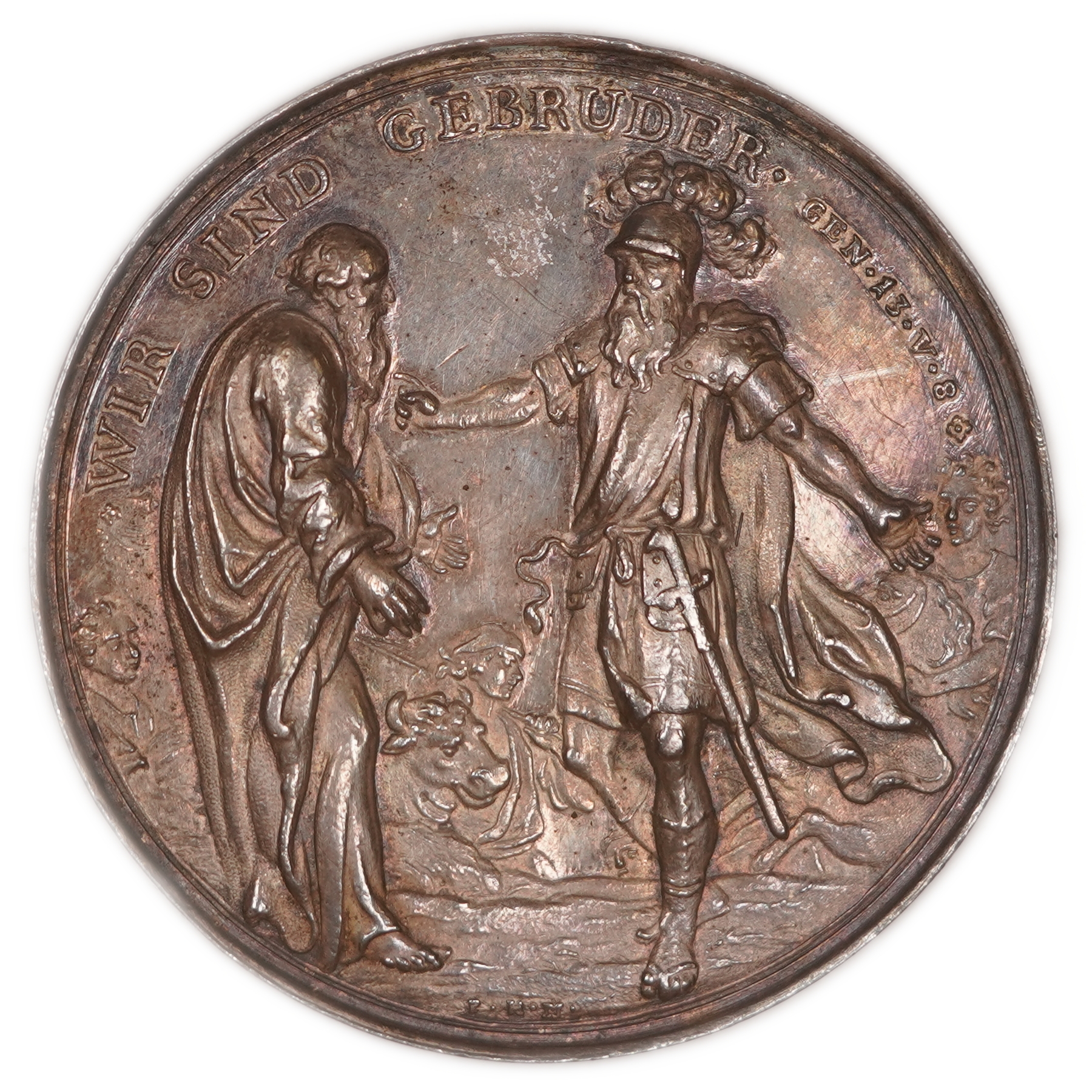 Judaica / Zionism - Germany, Biblical Medal Depicting David and Jonathan - Bronze / Copper - 1 0