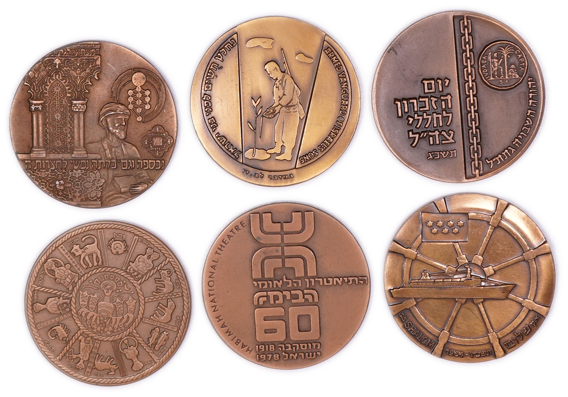Israel - Group of 25 Medals by the Israel Coins and Medals Corporation and Others - Bronze, Various Metals and ... - 1 4