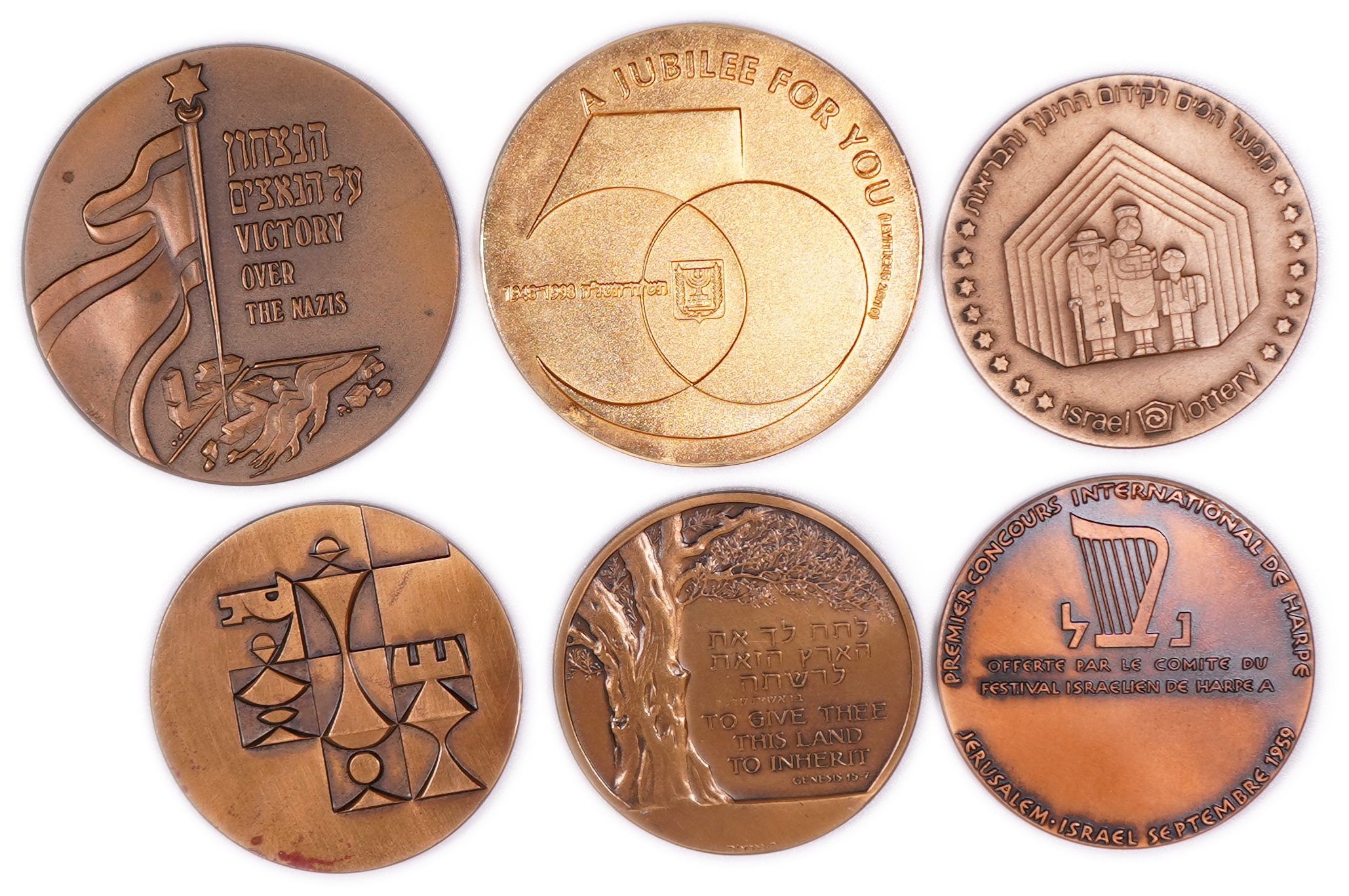 Israel - Group of 25 Medals by the Israel Coins and Medals Corporation and Others - Bronze, Various Metals and ... - 1 7