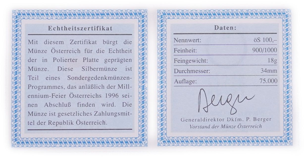 Austria - 100 Schilling 1994, Emperor Franz Joseph I - .900 Silver, 20 g (18 g Pure Silver, Approximately 0.579 ... - 1 3
