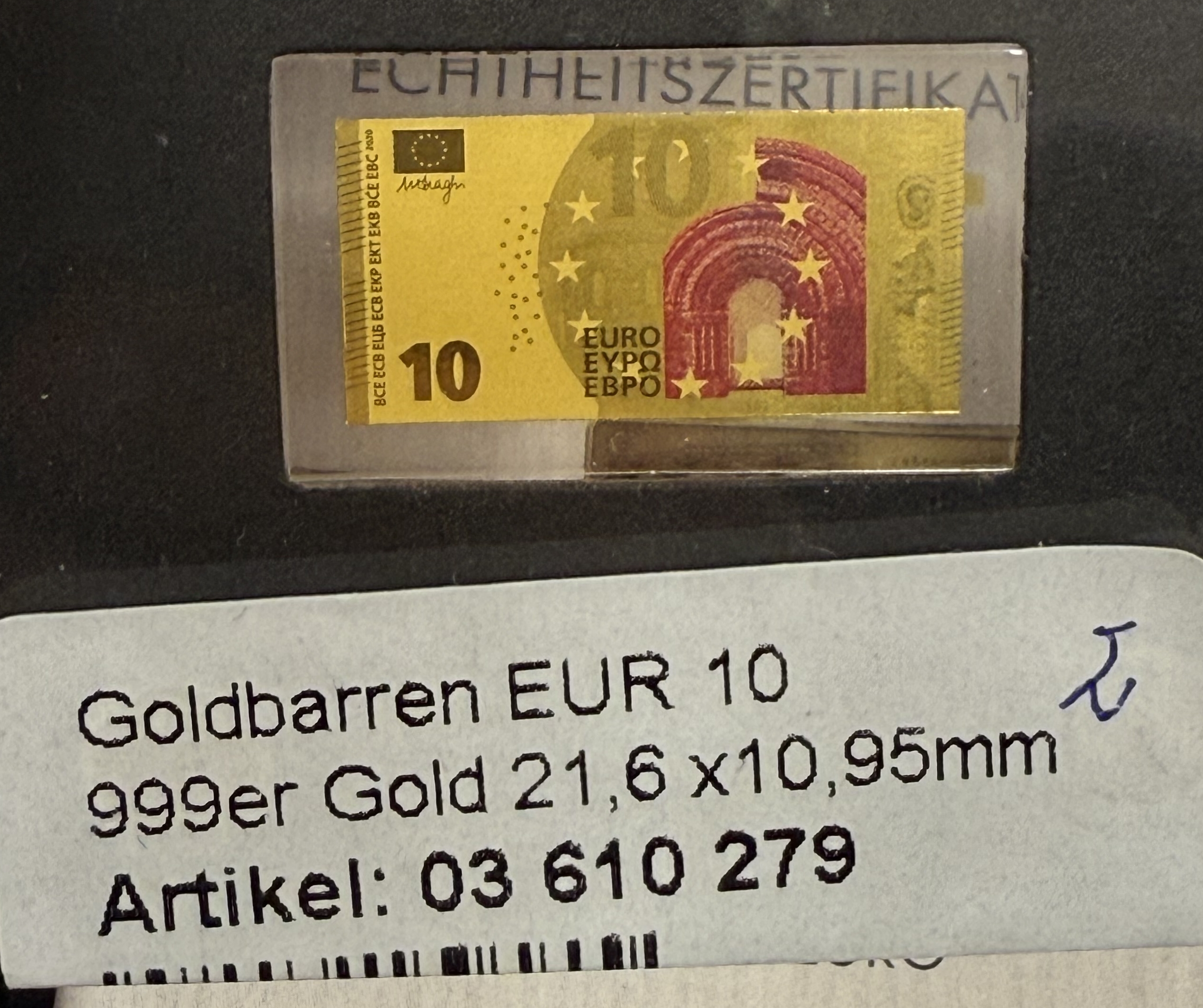 Gold Bars - Euro Banknotes Series - 13 Gold .999 Miniature Bars Featuring €5–€500 Denominations - Approximately ... - 1 2