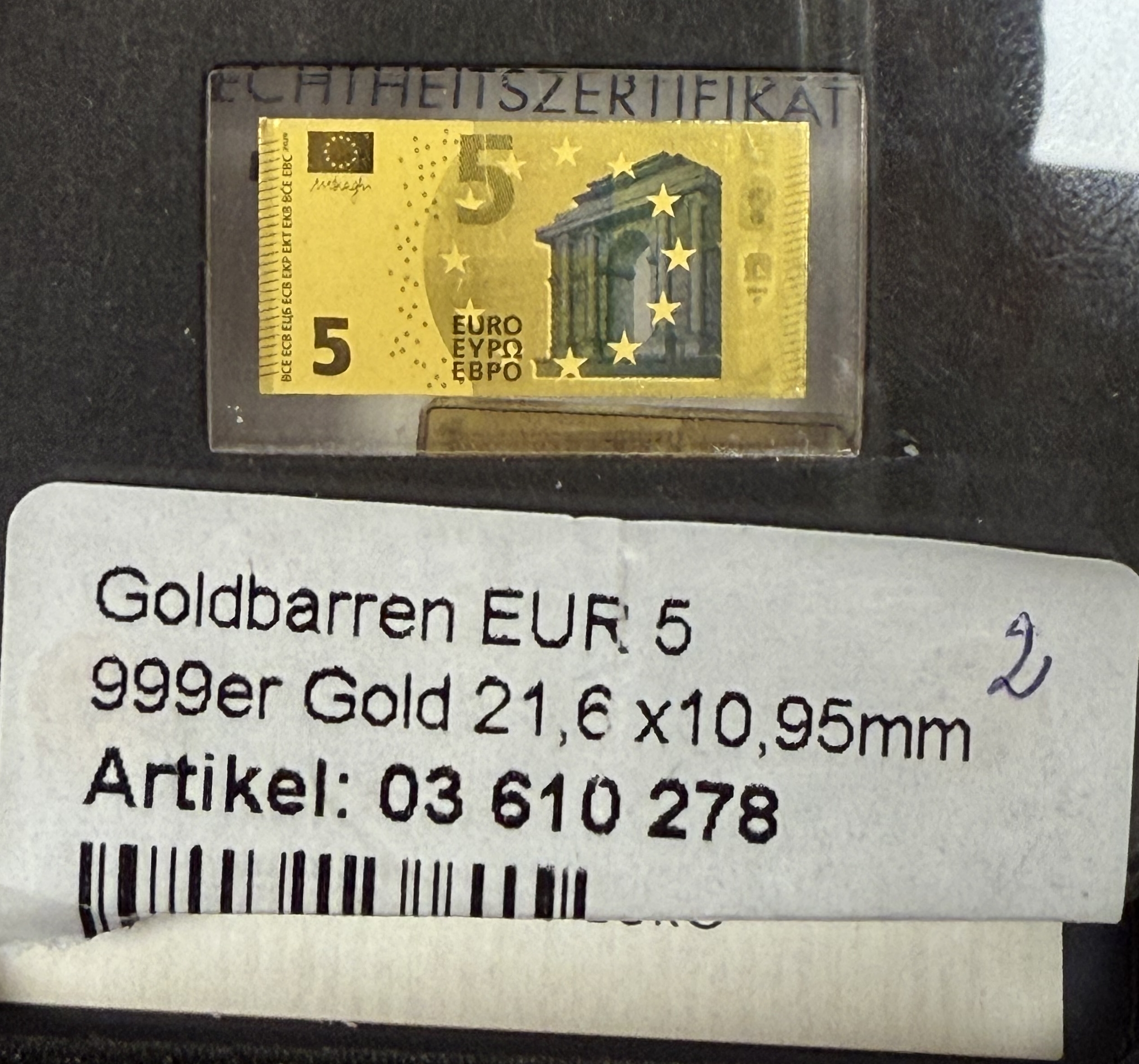 Gold Bars - Euro Banknotes Series - 13 Gold .999 Miniature Bars Featuring €5–€500 Denominations - Approximately ... - 1 33