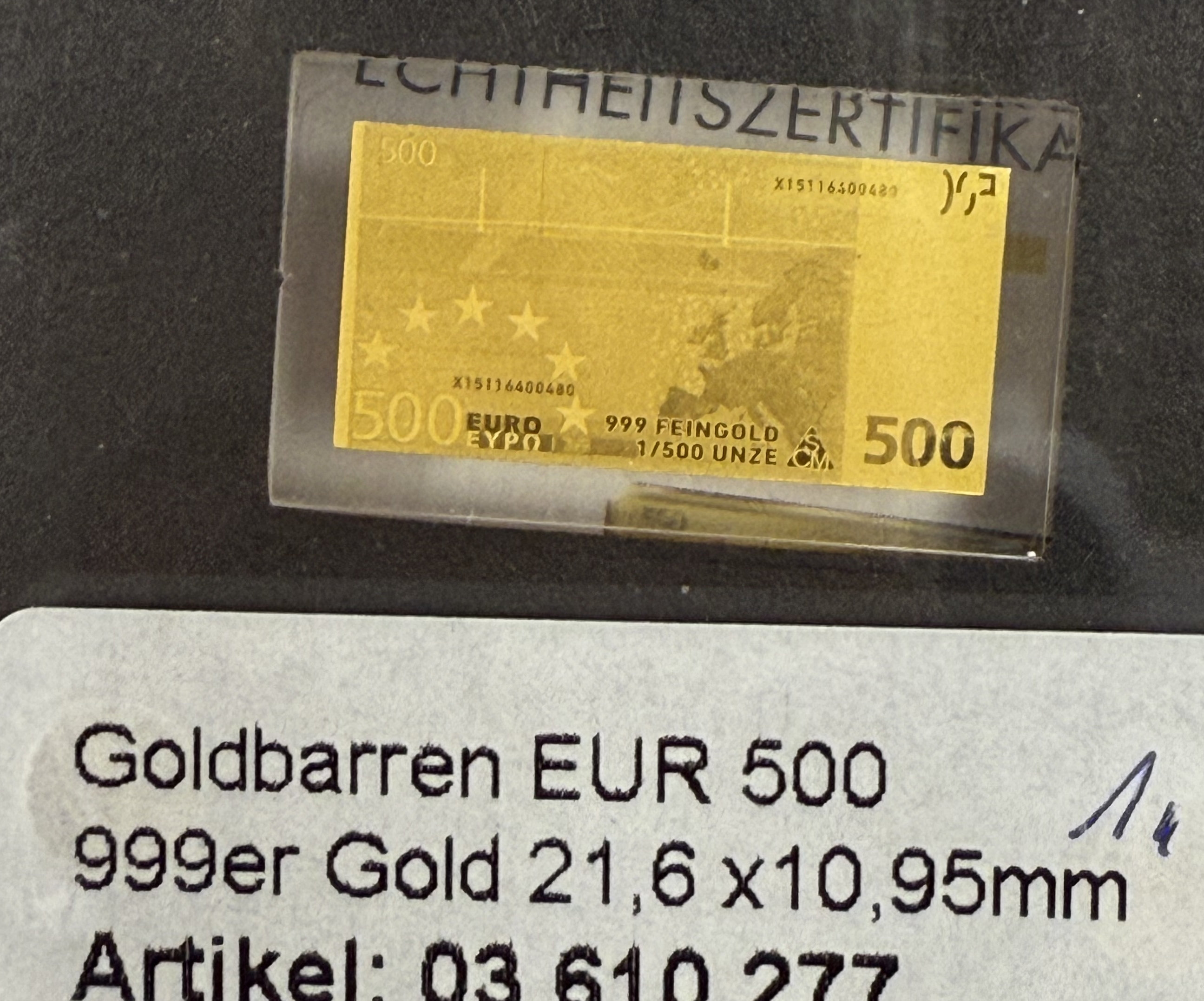 Gold Bars - Euro Banknotes Series - 13 Gold .999 Miniature Bars Featuring €5–€500 Denominations - Approximately ... - 1 27