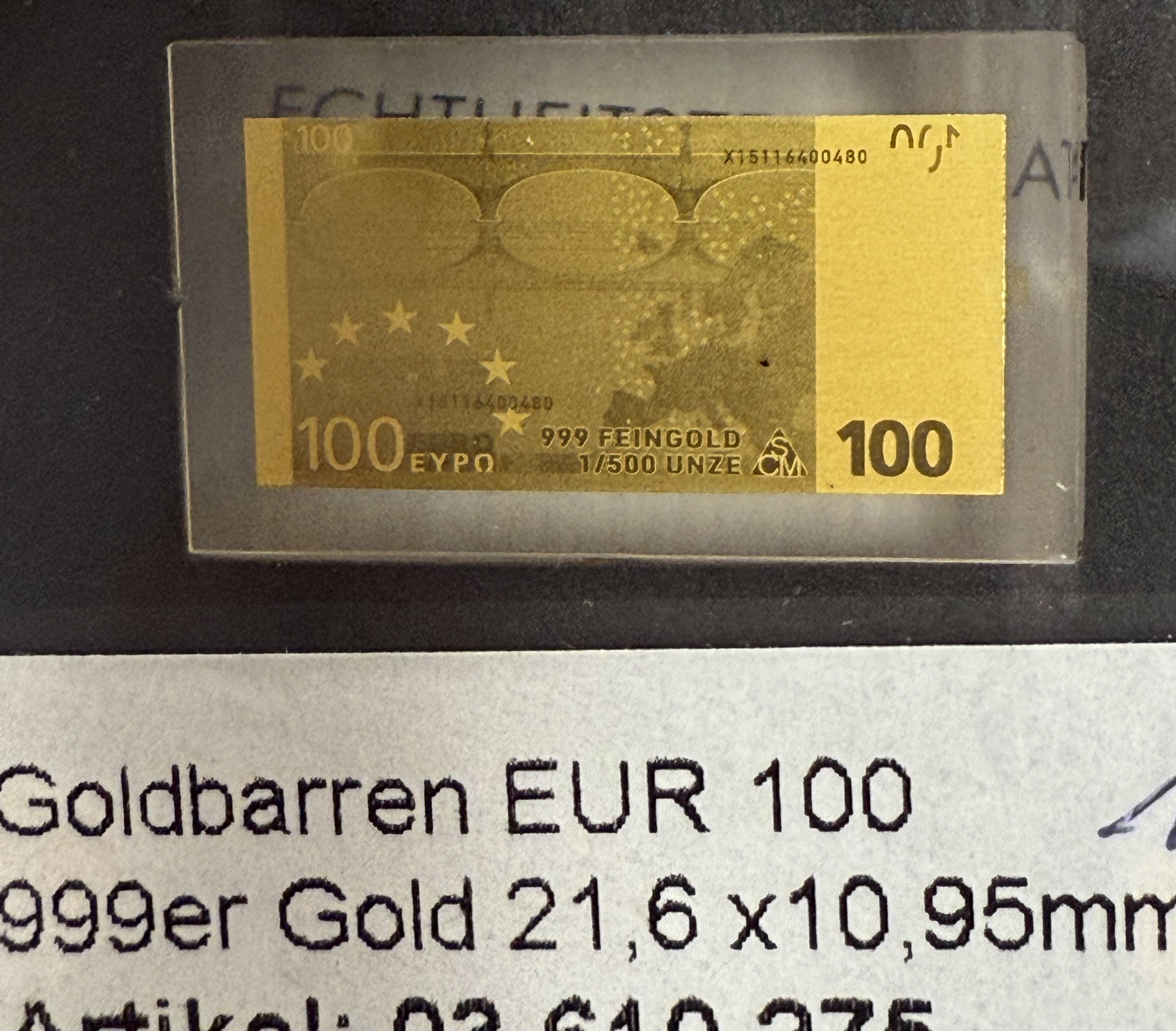 Gold Bars - Euro Banknotes Series - 13 Gold .999 Miniature Bars Featuring €5–€500 Denominations - Approximately ... - 1 23