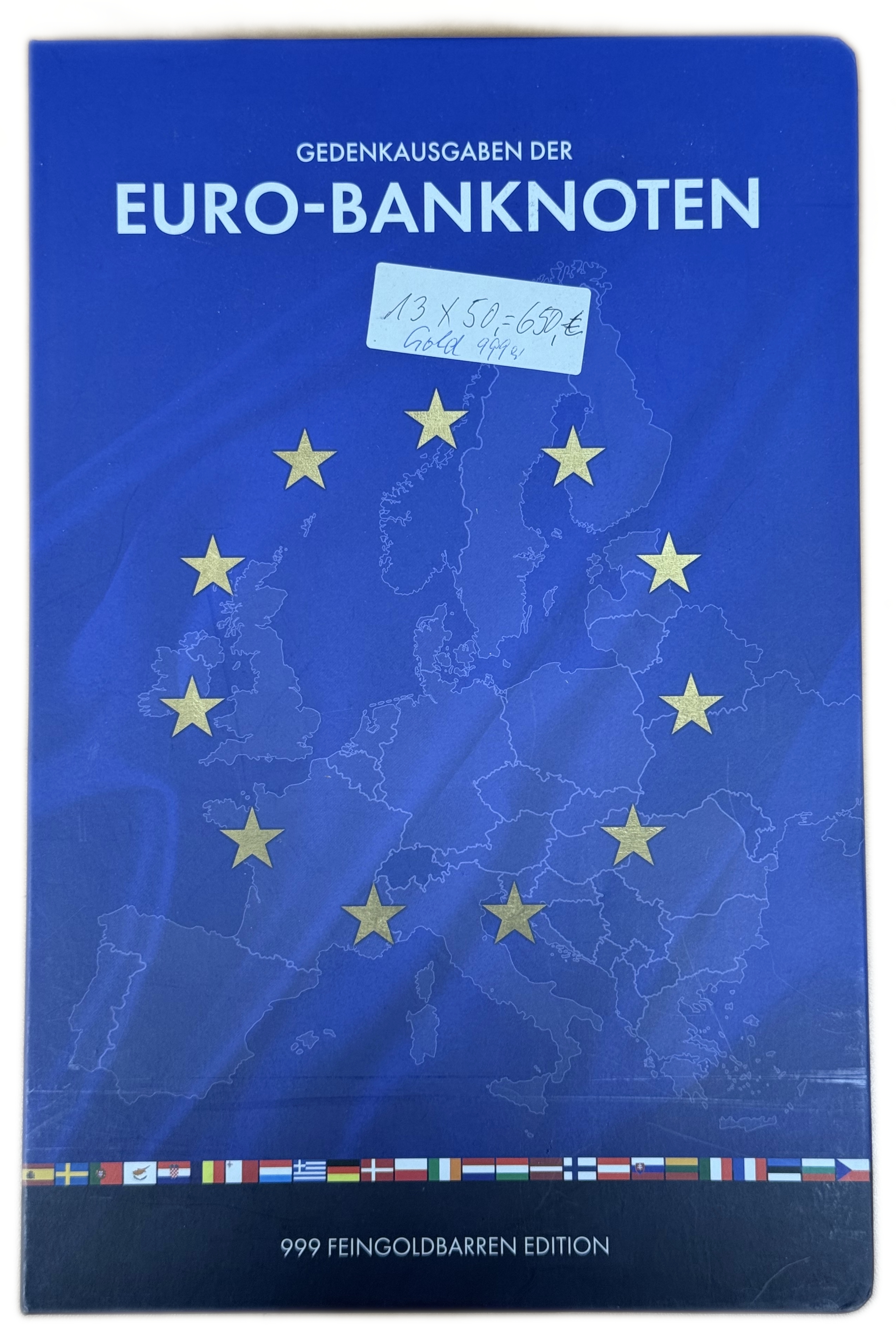 Gold Bars - Euro Banknotes Series - 13 Gold .999 Miniature Bars Featuring €5–€500 Denominations - Approximately ... - 1 22