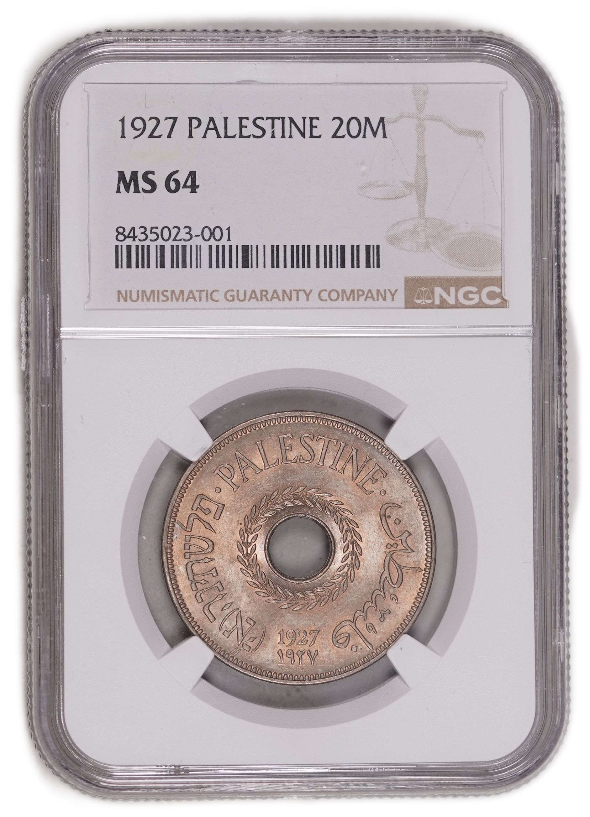 Palestine - 20 Mils 1927 - KM# 5 - NGC MS 64 - 1 2