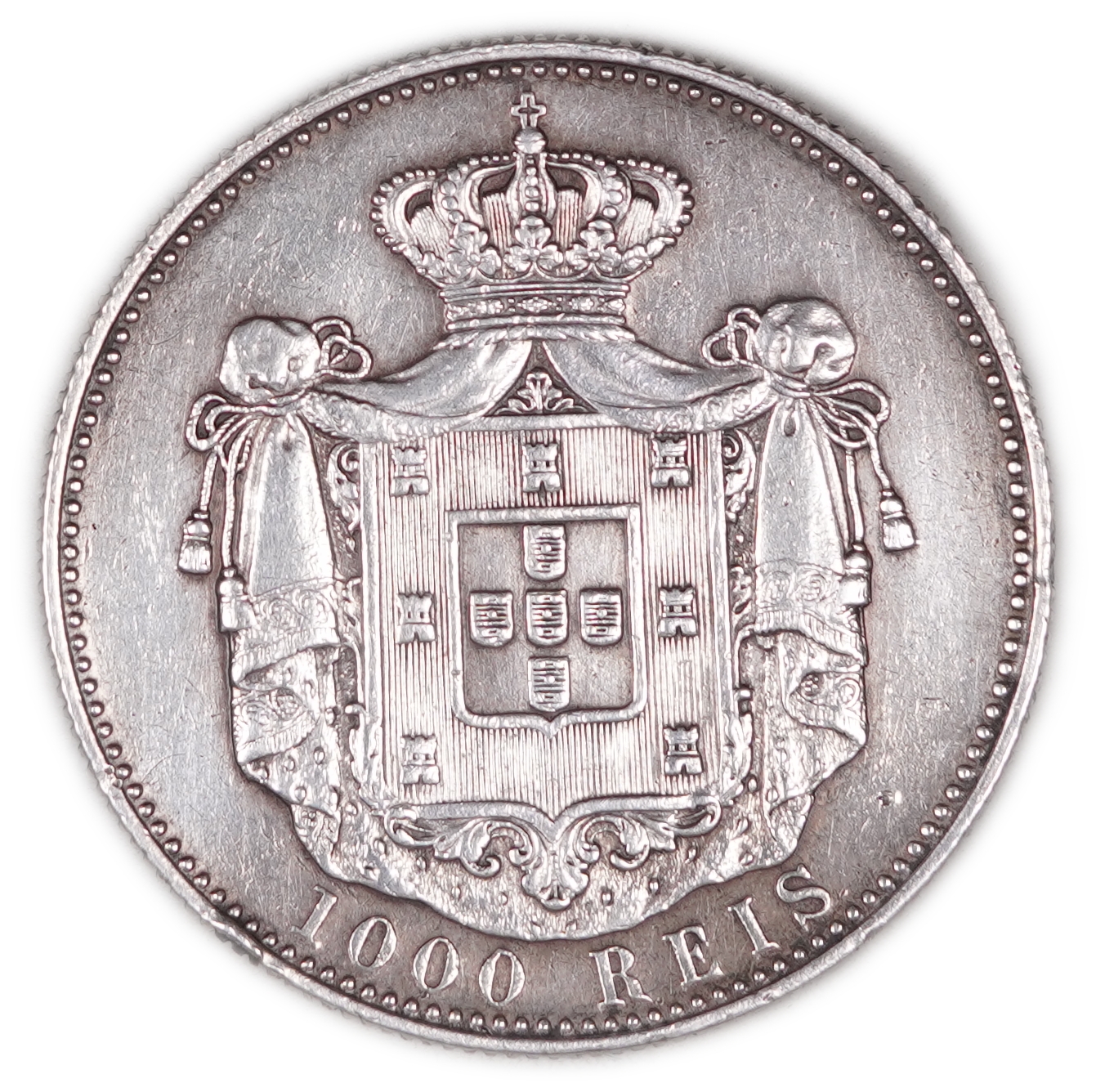 Portugal - 1000 Réis 1899 - Carlos I - KM# 540 - Silver 917 (approx. 22.9g pure silver, 0.737 oz) - Very Fine - 1 1