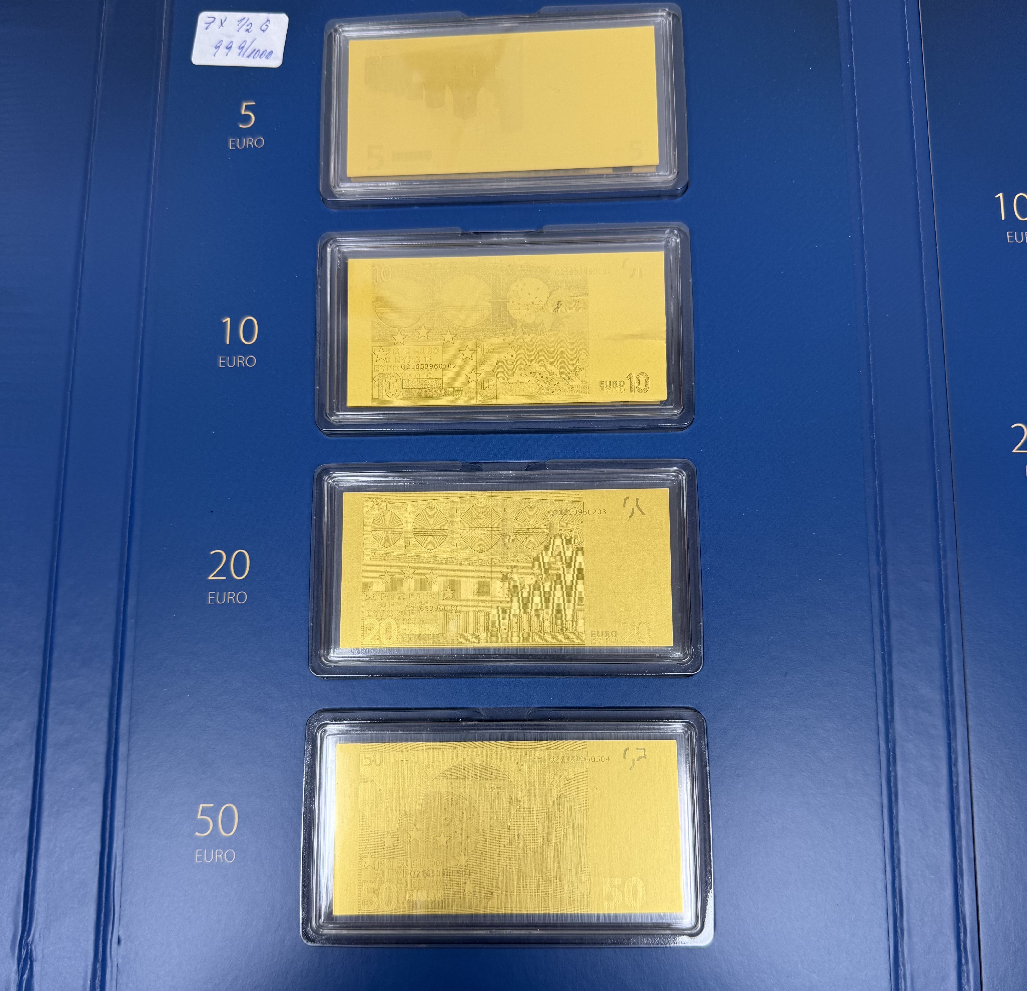 Germany - Set of 7 Gold Euro Banknotes - 15 Years of the Euro in Germany - 5, 10, 20, 50, 100, 200 and 500 Euro - ... - 1 5