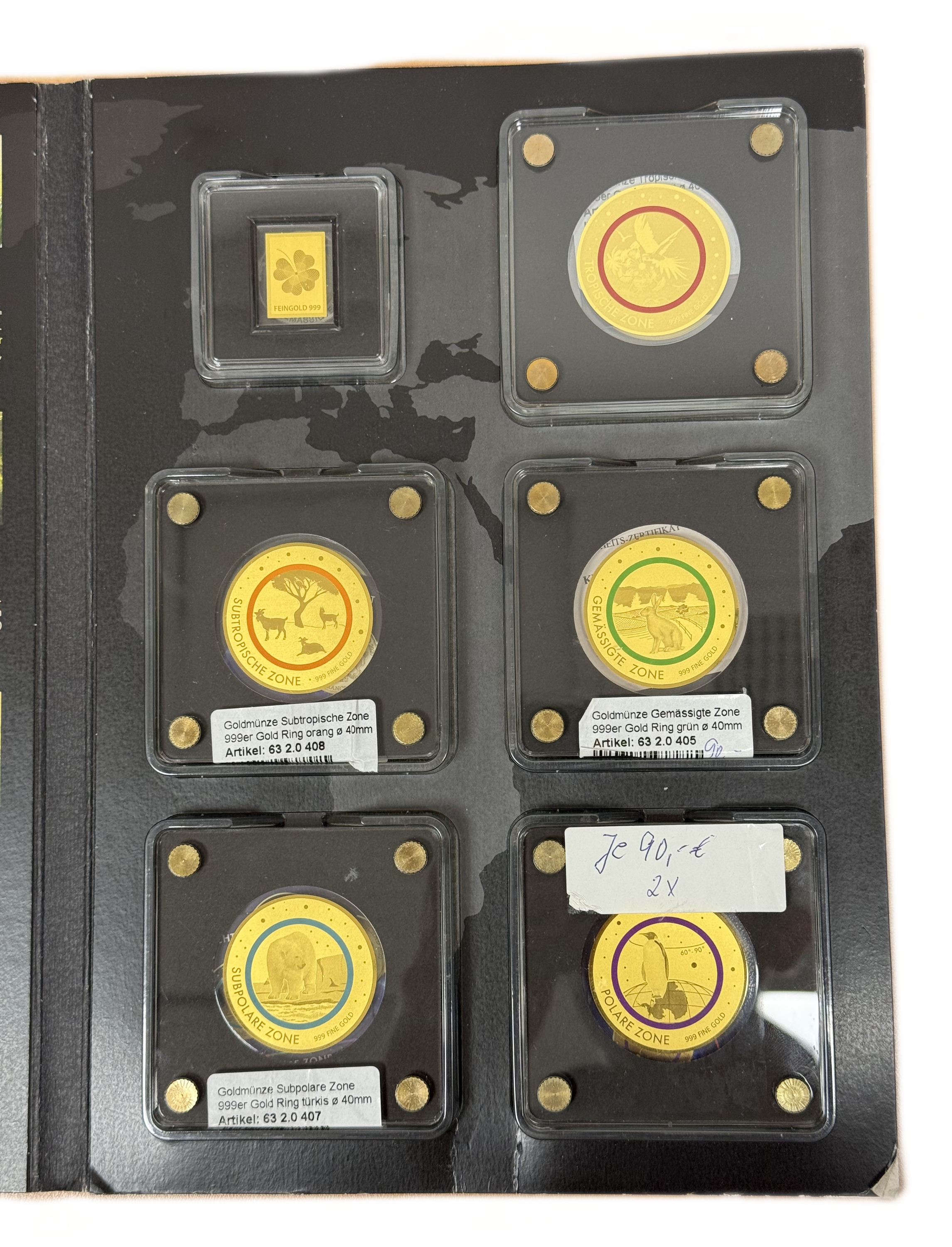 Chad - 5,000 Francs CFA 2020 - Climate Zones of the Earth - Set of 5 Gold 999 Coins and a Gold 999 Clover Bar ... - 1 1