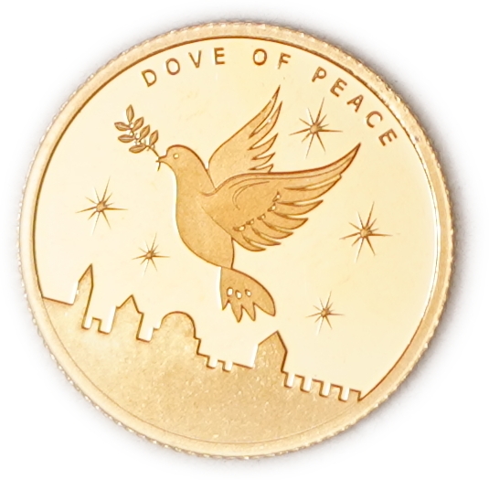 Israel - Dove of Peace 2022 - Holy Land Mint Gold Medal - Gold 999.9, 1/10oz (3.11g) - 1 1
