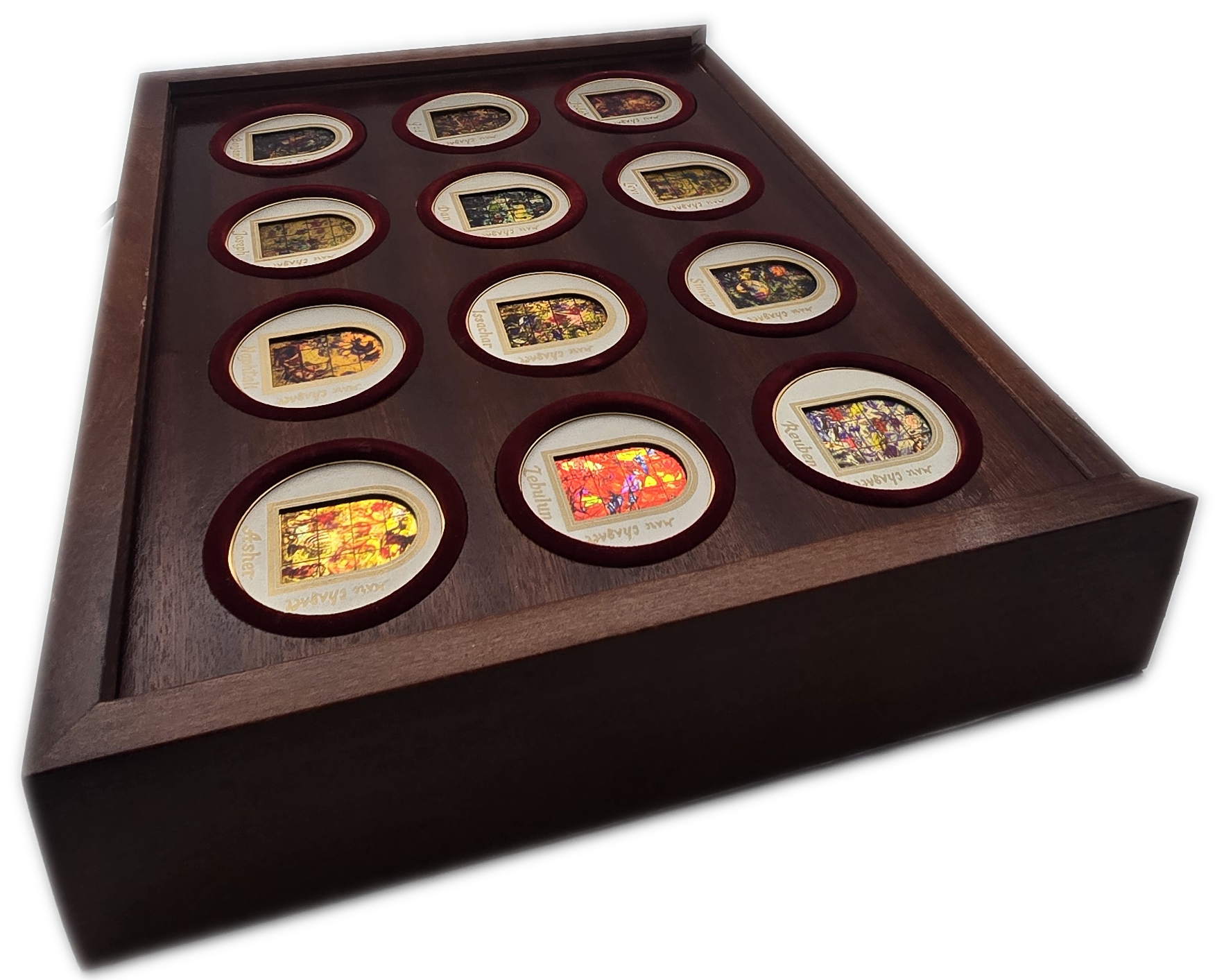 Israel - Marc Chagall, Windows of the Twelve Tribes of Israel - Set of 12 Medals Incorporating Sterling Silver and ... - 1 12