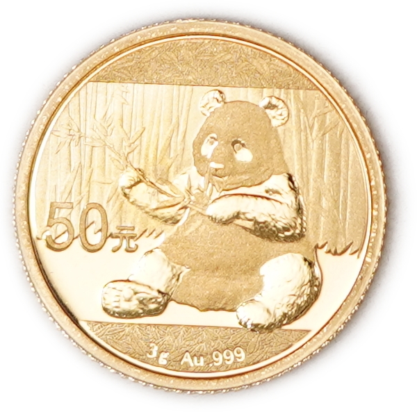 China - 50 Yuan 2017 - Gold Panda - Gold 999, 3g (0.096 oz.) - 1 2
