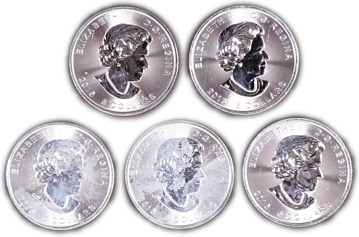 Canada - Lot of 5 Identical 5 Dollar Coins 2016, Superman - .9999 Silver, Total Gross Weight 155.55 g ... - 1 1