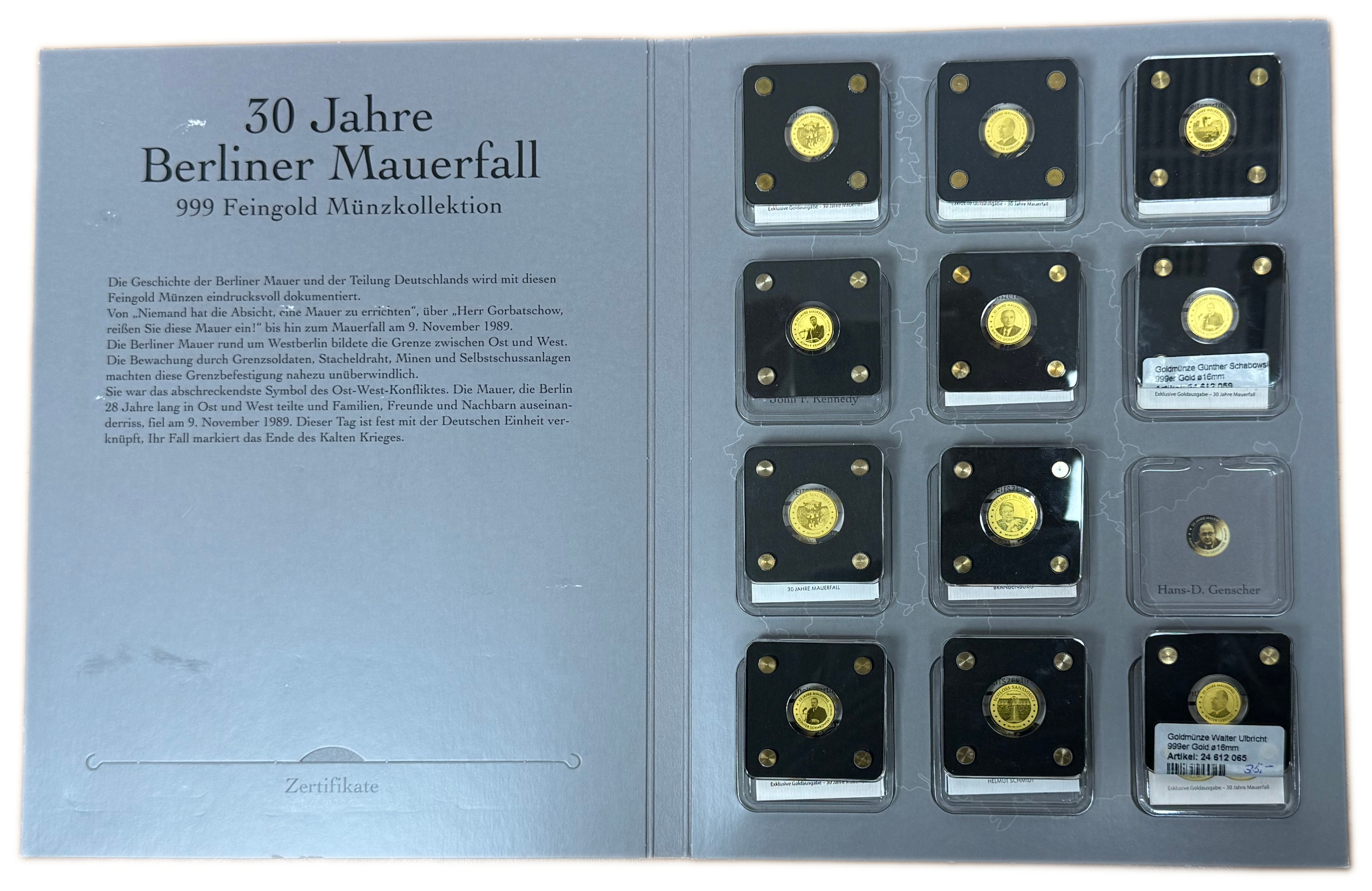 Chad - 30th Anniversary of the Fall of the Berlin Wall Collection - 11×3,000 Franc Coins - .999 Gold, Approximately ...