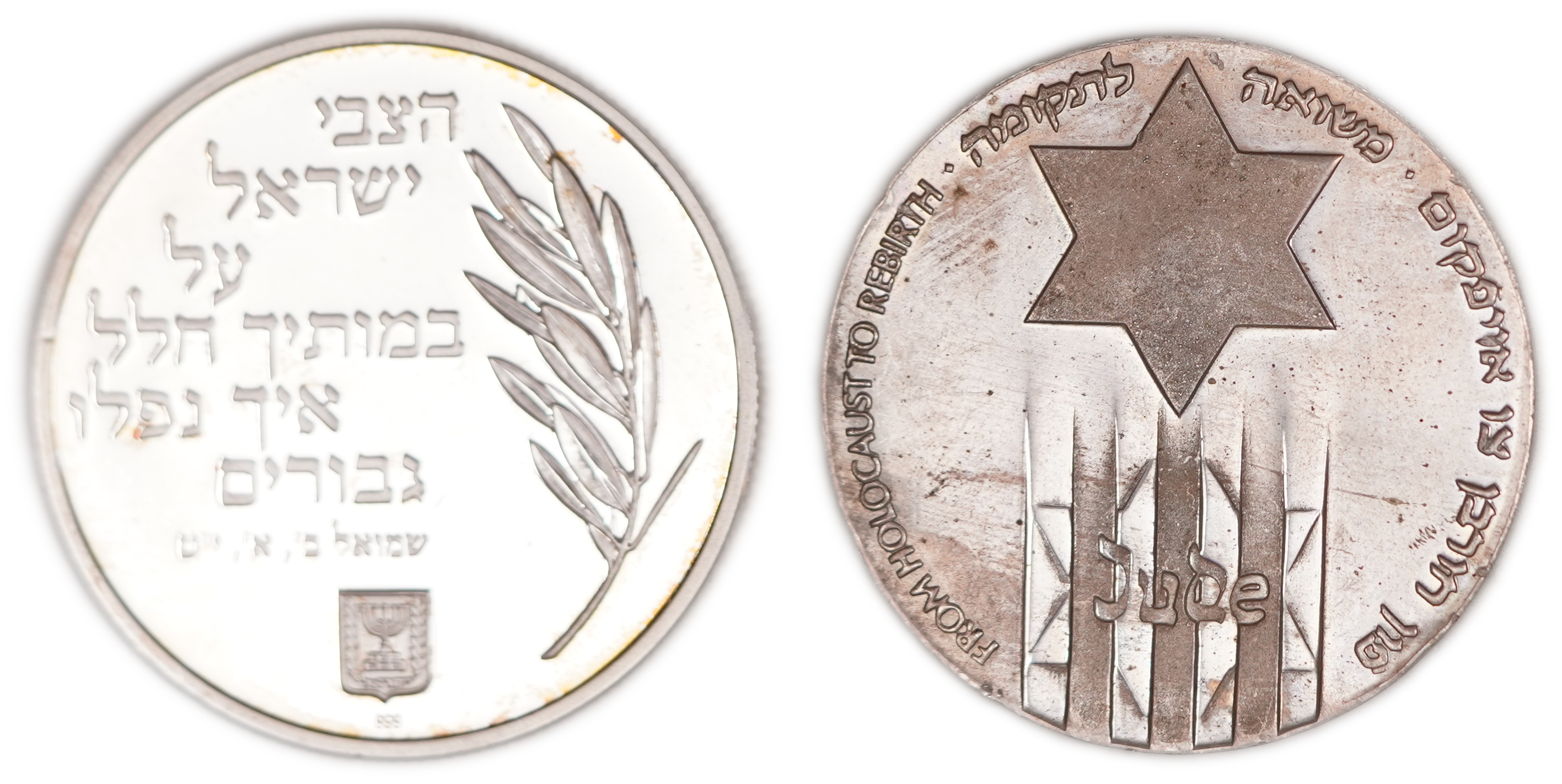 Israel - Pair of Silver Medals, National Commemoration and Holocaust Remembrance - Silver 935, 45.73 g (Approx. ... - 1 1