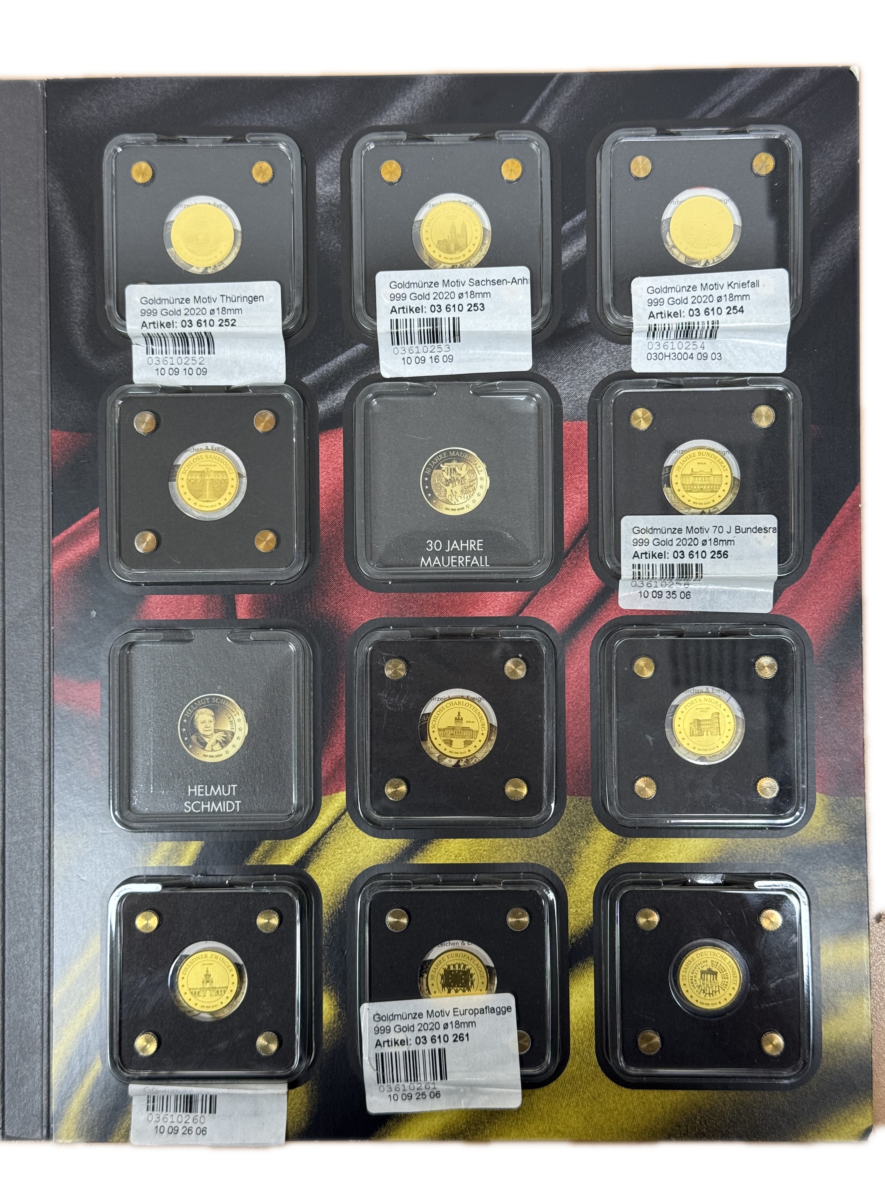 Chad - “German Landmarks and Events in Gold” Series 2020 - 10×3,000 CFA Franc Gold Coins - .999 Gold, Approximately ... - 1 1