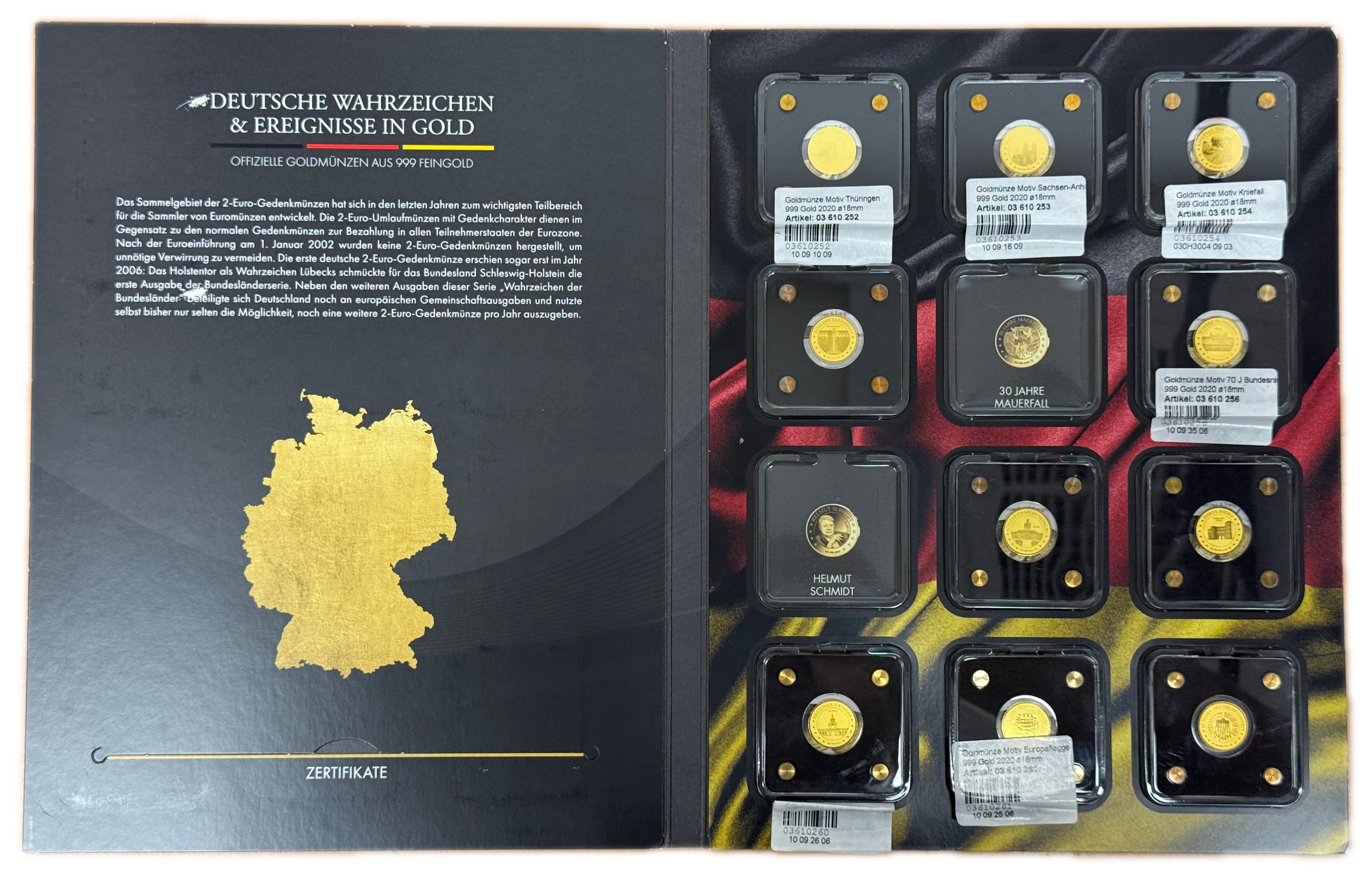 Chad - “German Landmarks and Events in Gold” Series 2020 - 10×3,000 CFA Franc Gold Coins - .999 Gold, Approximately ...