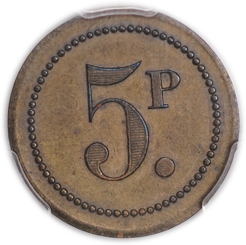 Palestine - 5 Piastres 1930 - Palatin Hotel - PCGS AU 58 - Haffner CC-5B - 1 0