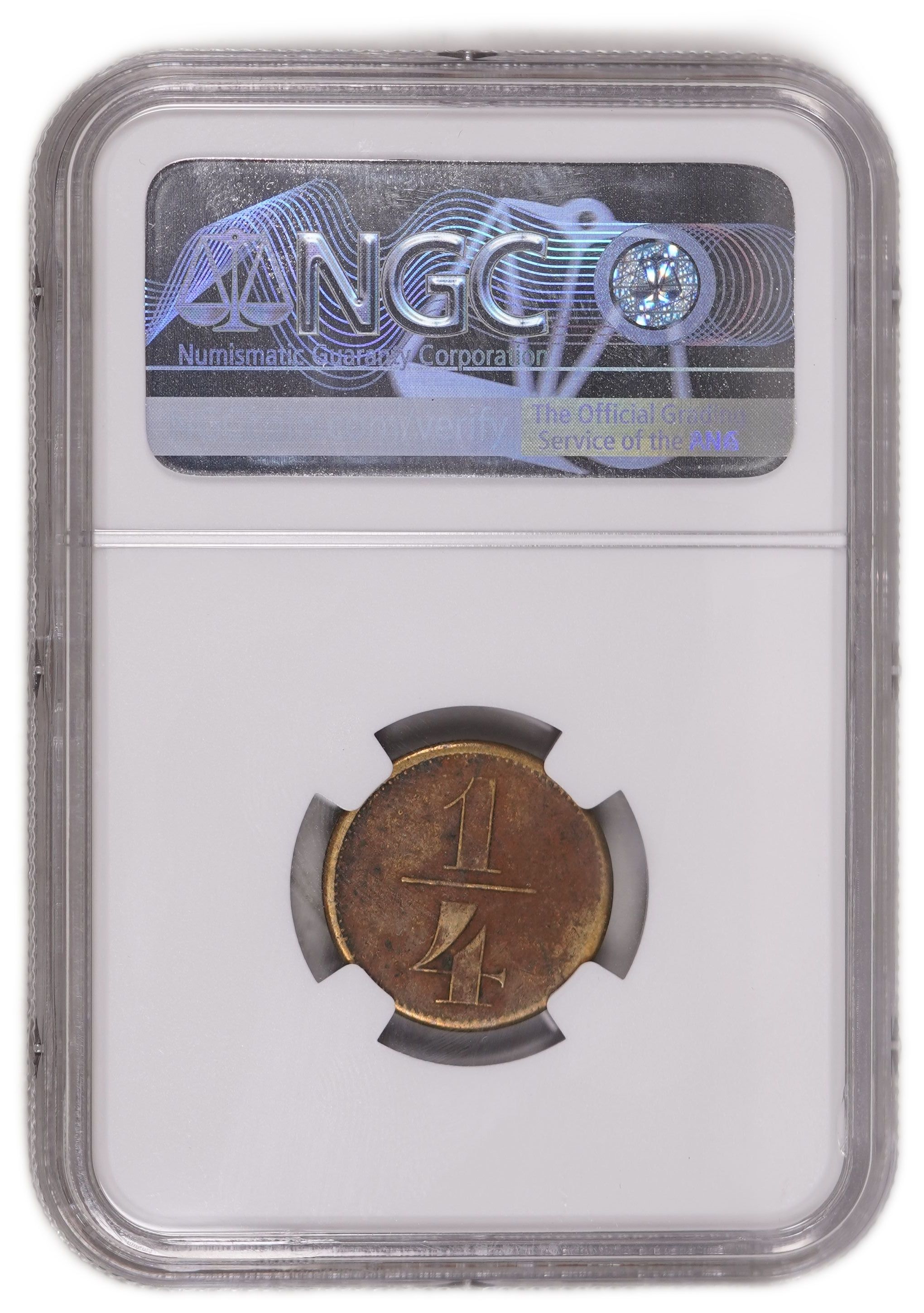 Palestine - Templar colonies tokens - 1/4 Para 1880-1917 - Small B&C (Breisch & Gesellschaft) - Very Rare - NGC XF ... - 1 3