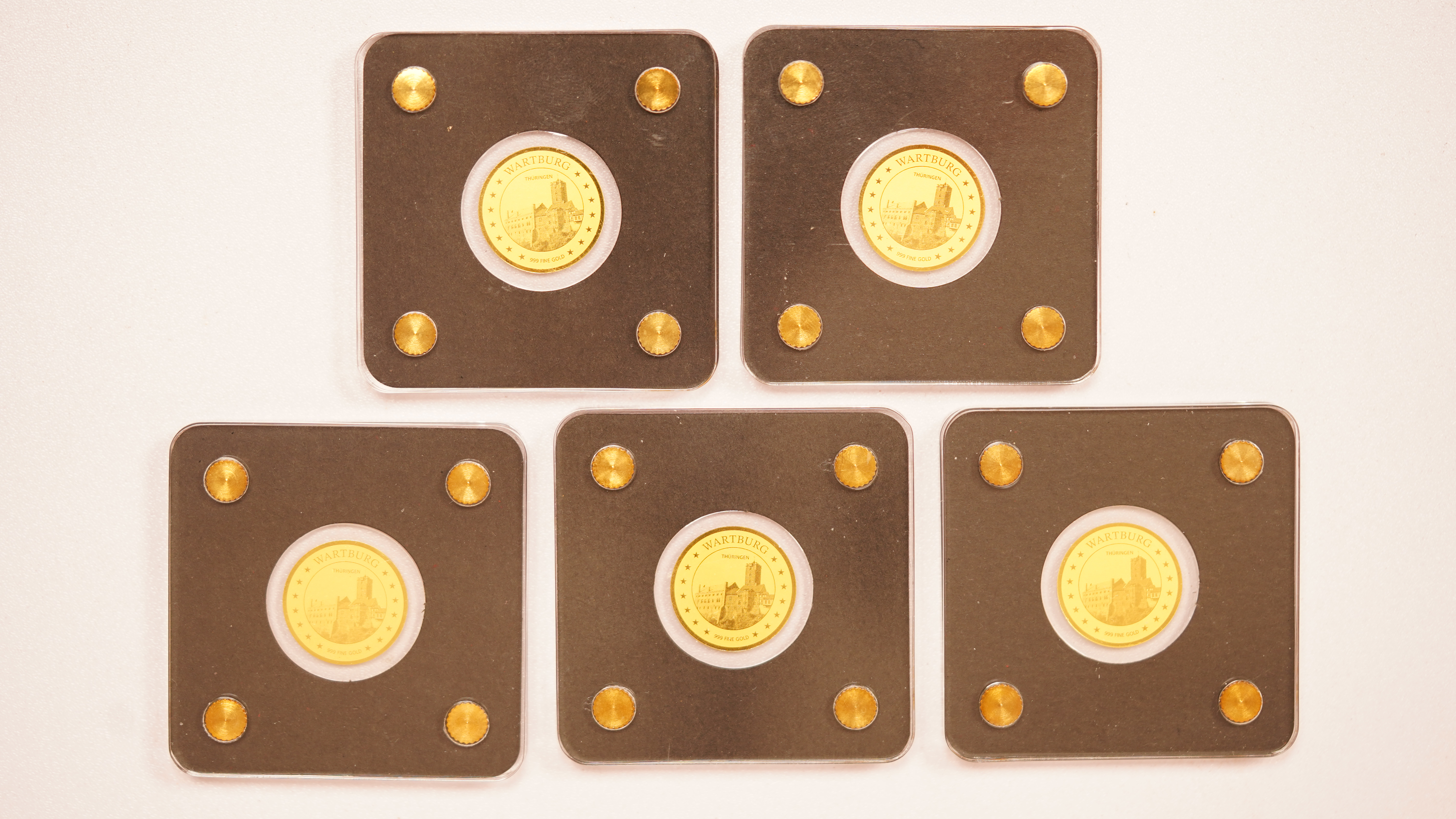 Chad - 3,000 Francs CFA - Wartburg Castle, Thuringia - Lot of 10 Gold 999 Coins, 1/500oz Each (approx. 0.62g Pure ... - 1 2