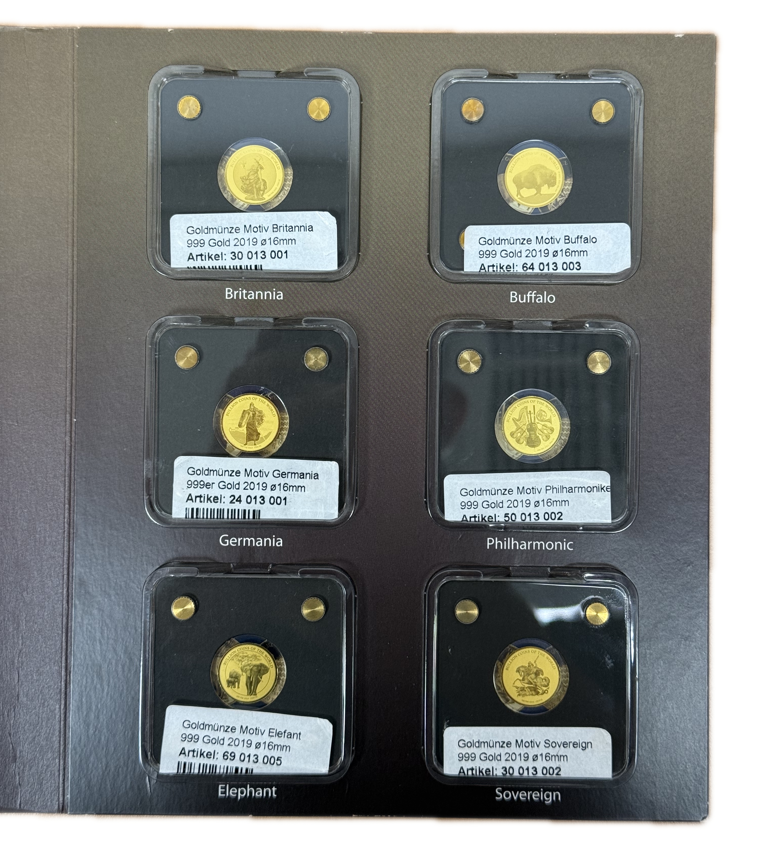 Chad - Set of 12 Gold Coins 3,000 Francs 2019 - Bullion Coins of the World - .999 Gold, Approx. 0.746g (Approx. ... - 1 1