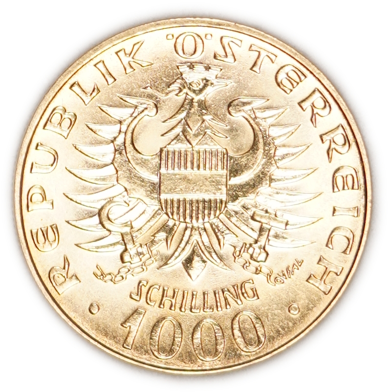 Austria - 1000 Schilling 1976 - Millennium of the Babenberg Dynasty - KM# 2933 - Gold 900, 13.5g (approx. 12.15g ... - 1 1