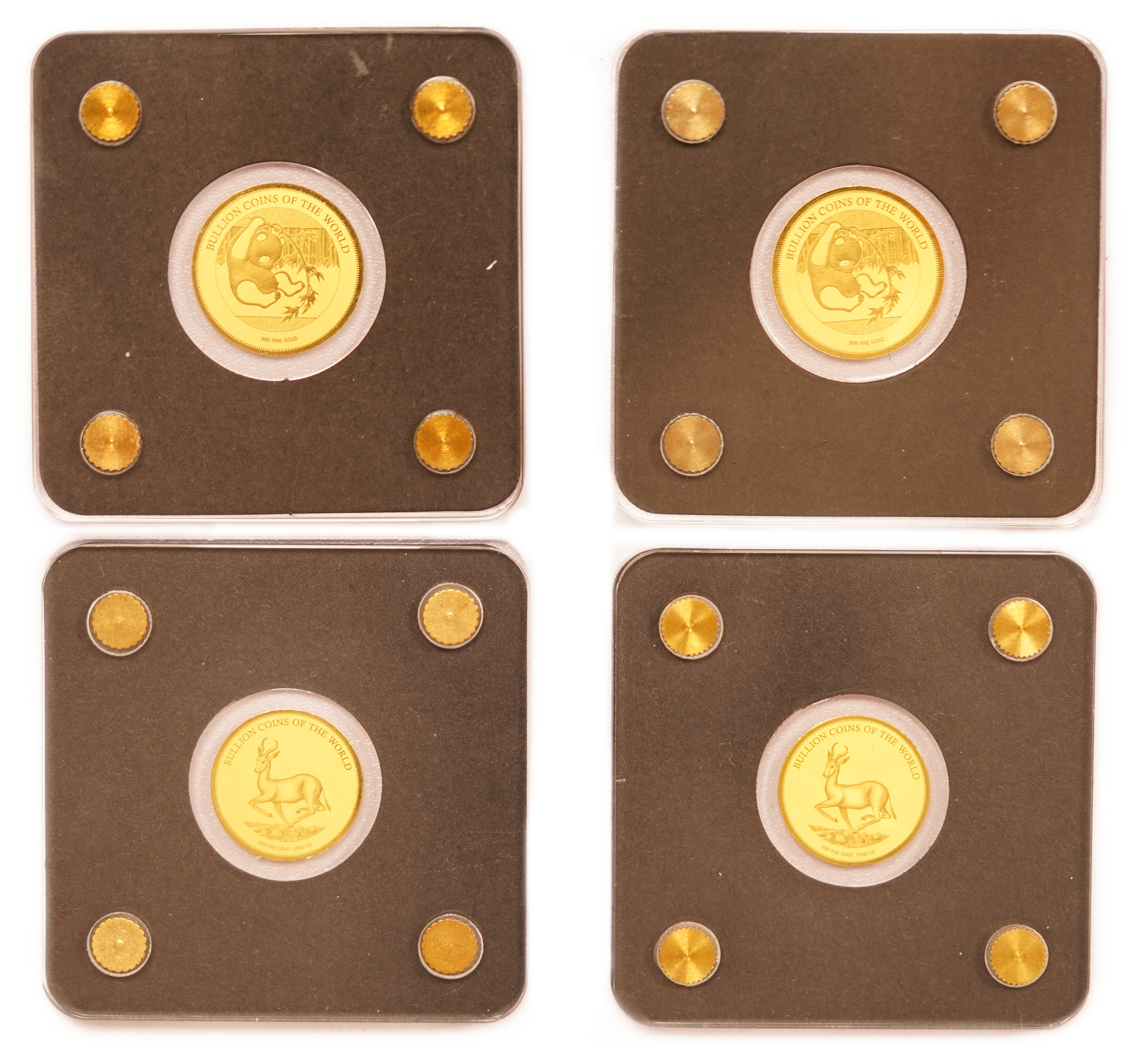 Chad - 3,000 Francs CFA 2019-2020 - Bullion Coins of the World, Panda and Springbok - Lot of 4 Gold 999 Coins ...