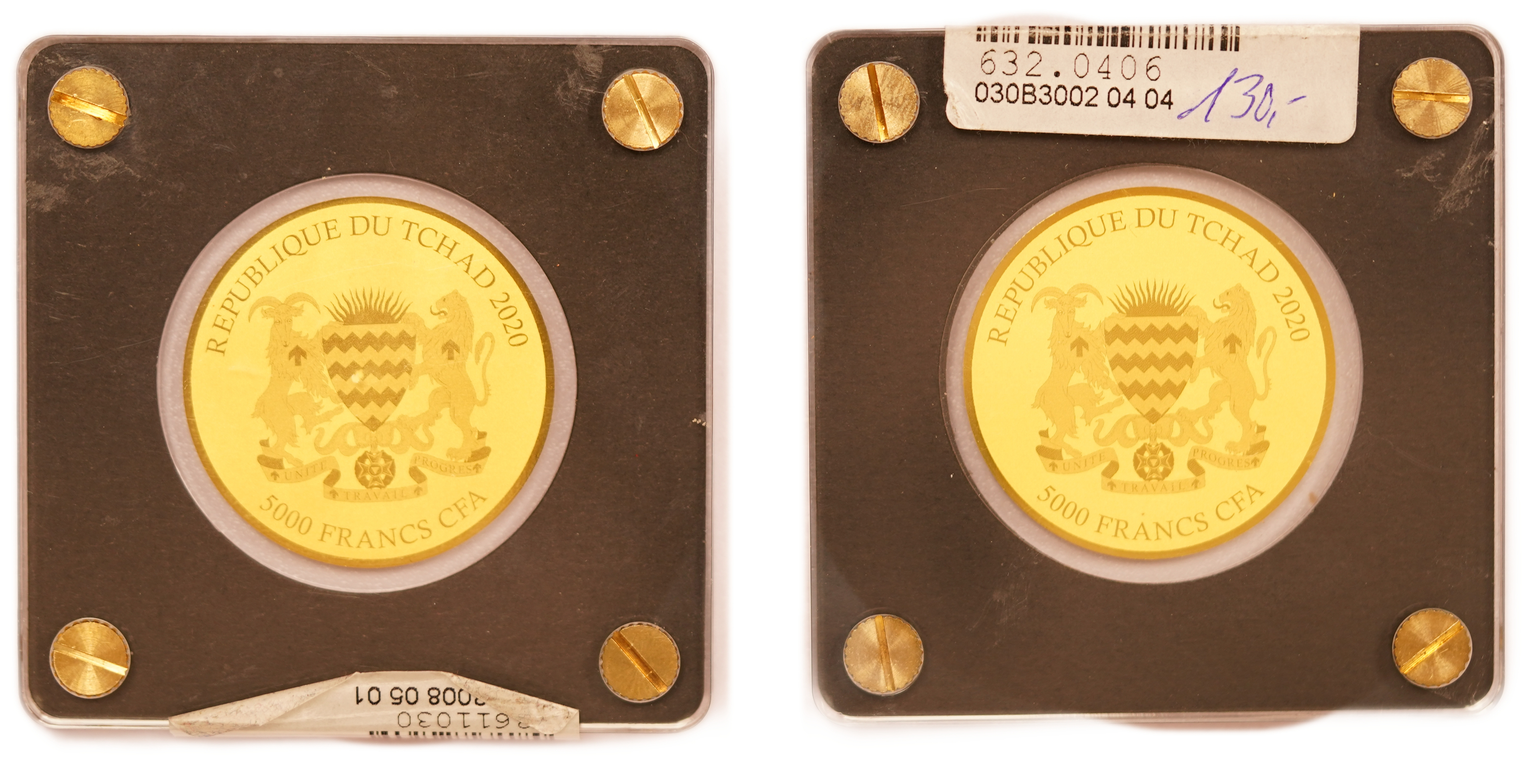Chad - 5,000 Francs CFA 2020 - Polar Climate Zone - Lot of 3 Gold 999 Coins, 1/200oz Each (approx. 0.47g Pure Gold ... - 1 3
