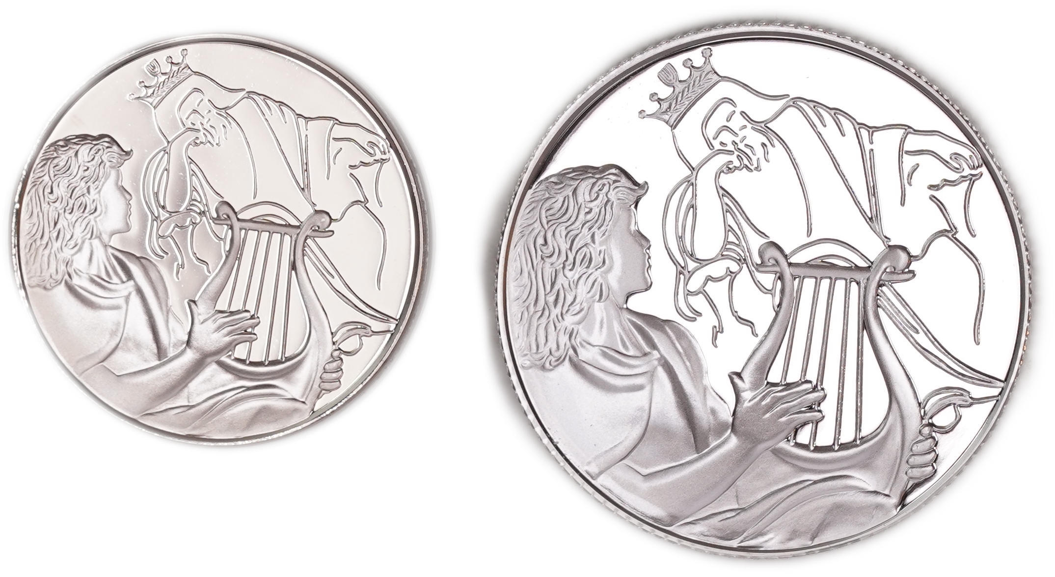 Israel - 1 and 2 Sheqalim 2013 - David Playing for Saul - Silver 925 and 999, 45.5g (approx. 44.42g pure silver ... - 1 0