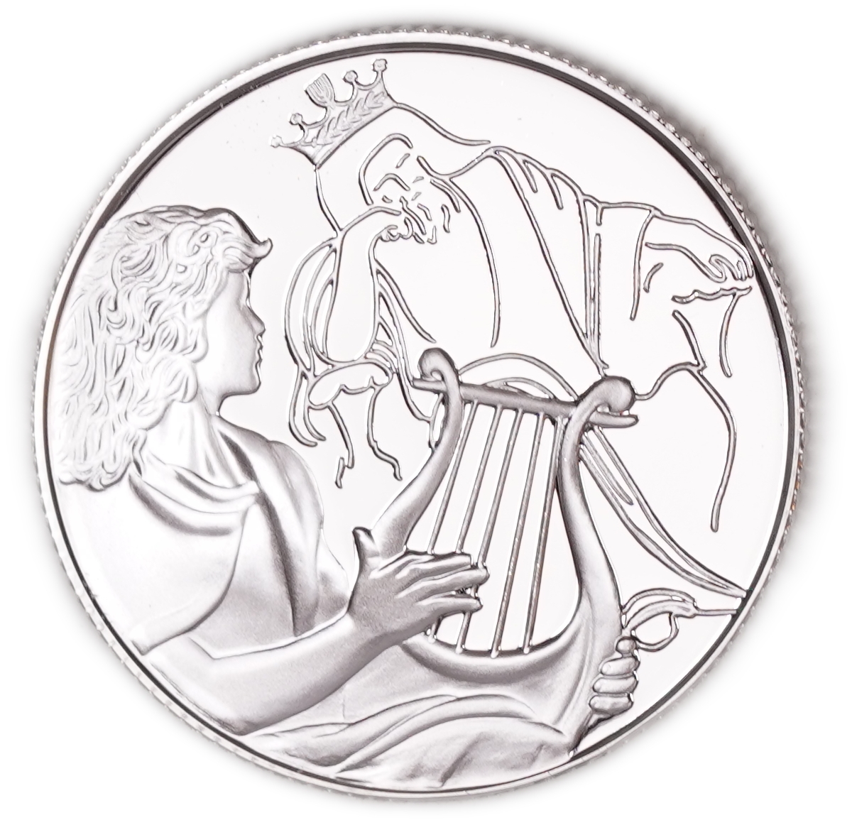 Israel - 1 and 2 Sheqalim 2013 - David Playing for Saul - Silver 925 and 999, 45.5g (approx. 44.42g pure silver ... - 1 7