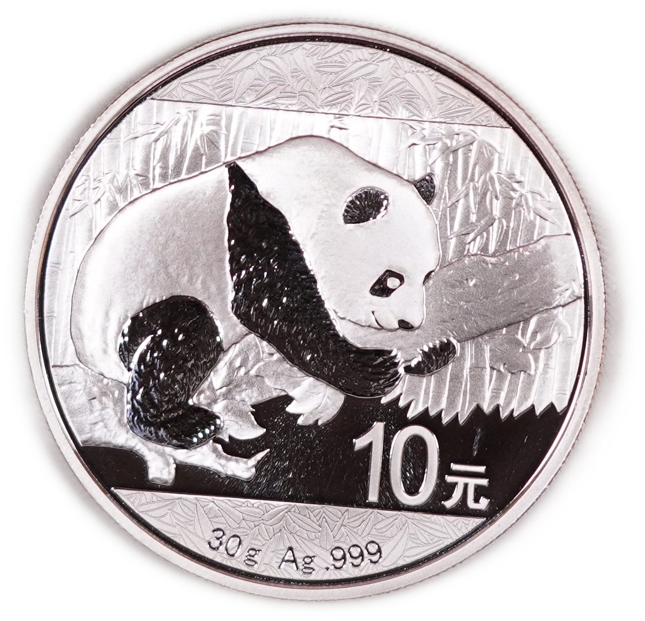 China - Lot of 5 Silver Panda 10 Yuan Coins, 2016 - .999 Silver, Total Gross Weight 150 g (Approximately 149.85 g ... - 1 1