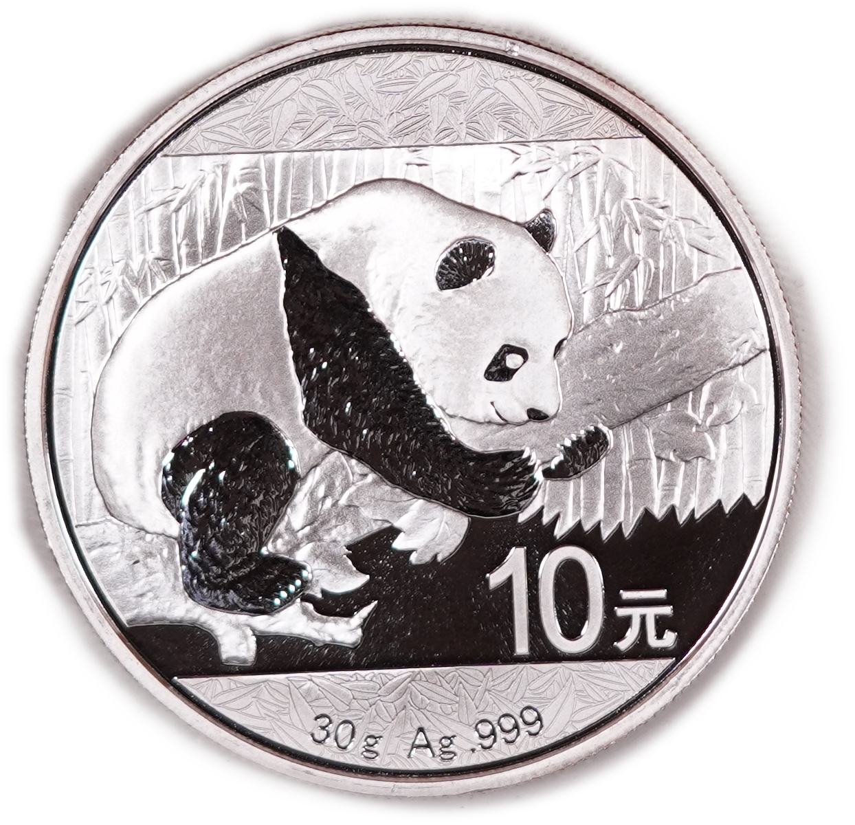China - Lot of 5 Silver Panda 10 Yuan Coins, 2016 - .999 Silver, Total Gross Weight 150 g (Approximately 149.85 g ... - 1 10