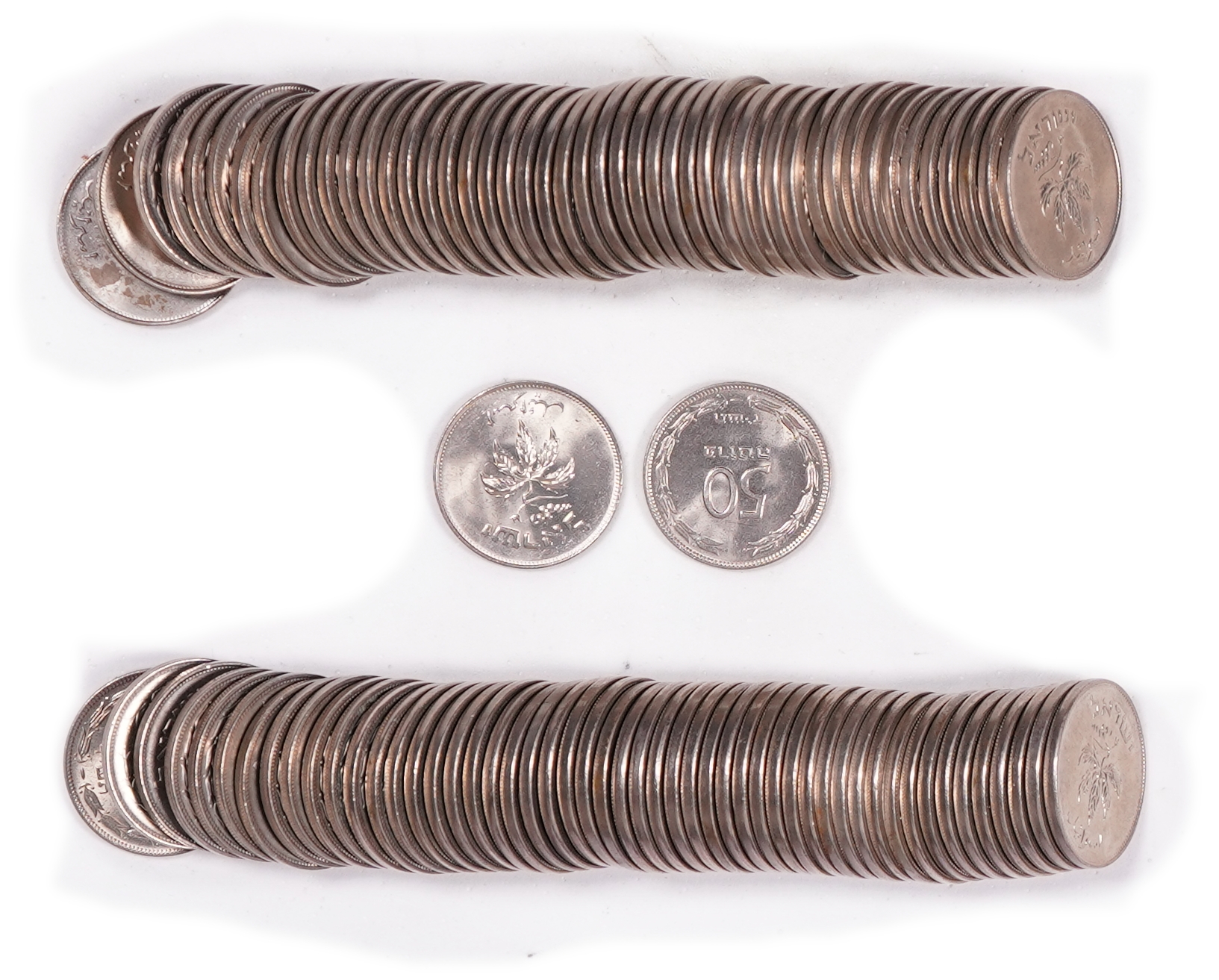 Israel - Approximately 100 Coins - 50 Pruta 1954 - Plain Edge - Copper-Nickel - KM# 13.2 - 1 1