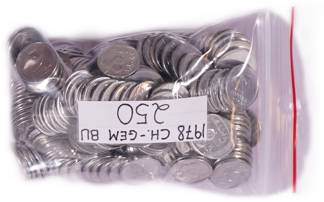 Israel - Large Group of 1,185 Israeli Coins in Bags and Rolls - Agorot and 1 Lira, 1963-2005 - 1 4