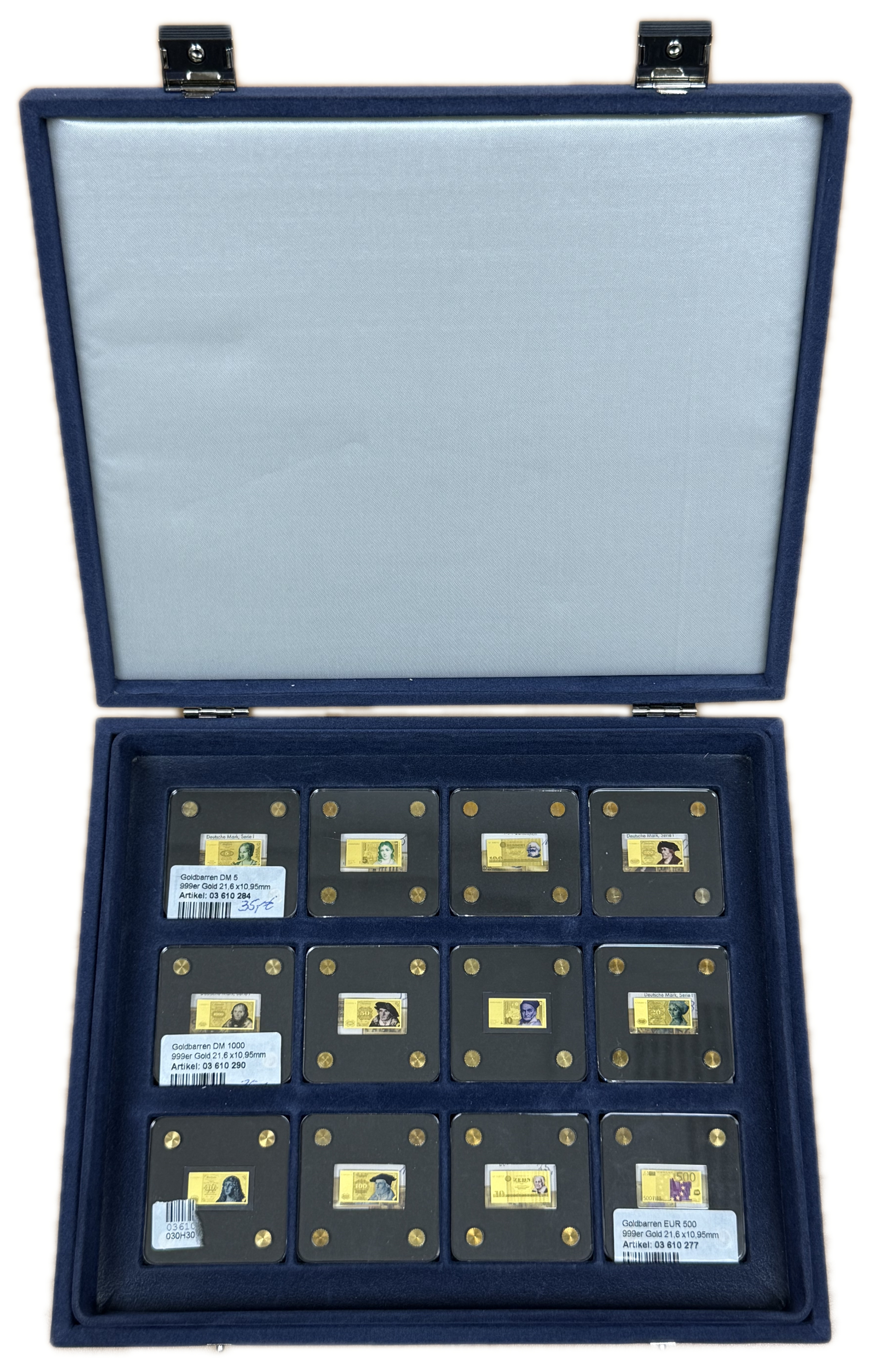 Germany - Set of 12 Miniature Gold Bars - German and Euro Banknotes - .999 Gold, Approx. 0.746g (Approx. 0.746g Net ... - 1 11